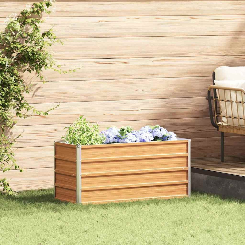 vidaXL Hochbeet Hochbeet Hellbraun 100 x 40 x 45 cm Verzinkter Stahl (1 St)