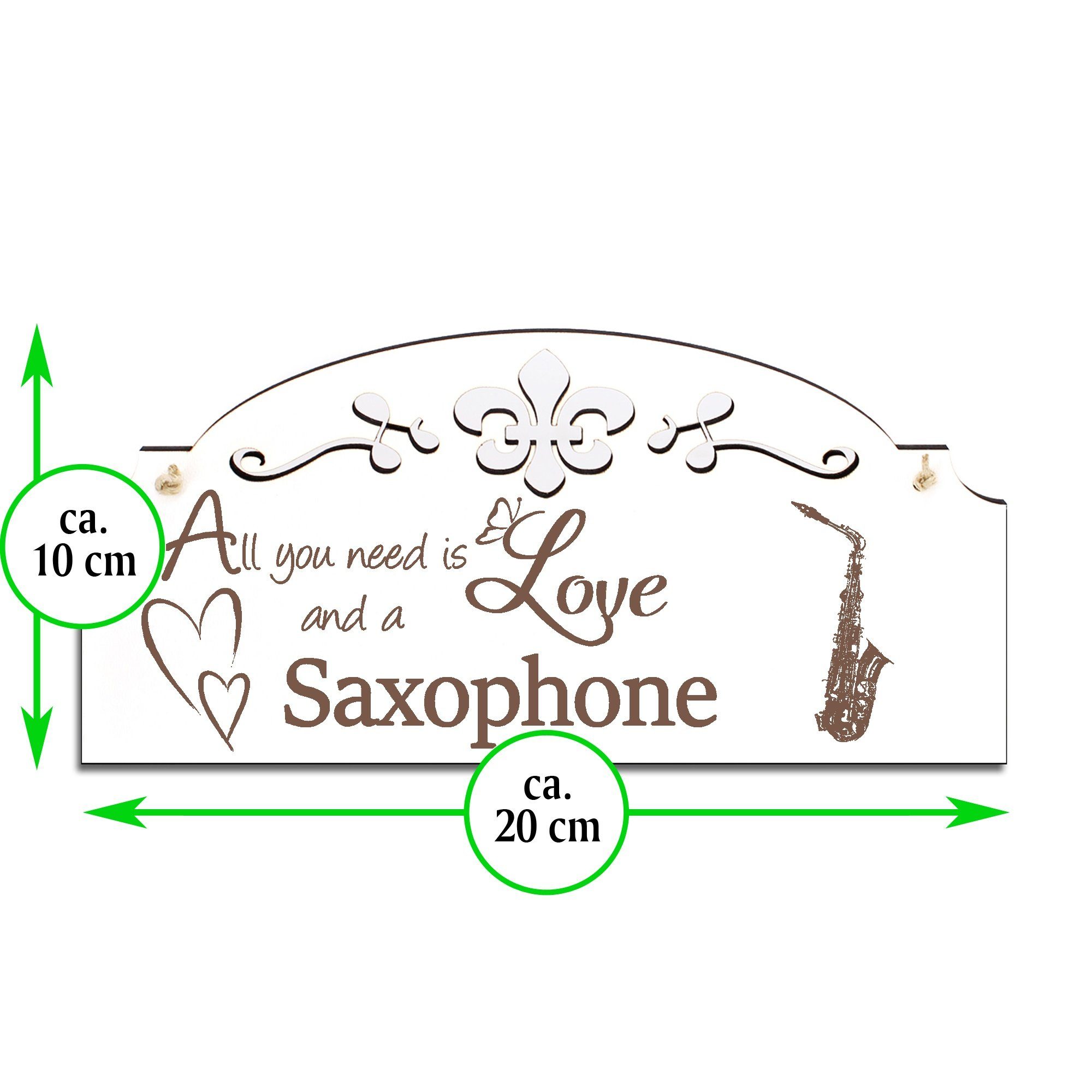 is Deko you All Dekolando Hängedekoration Love need Saxophon 20x10cm