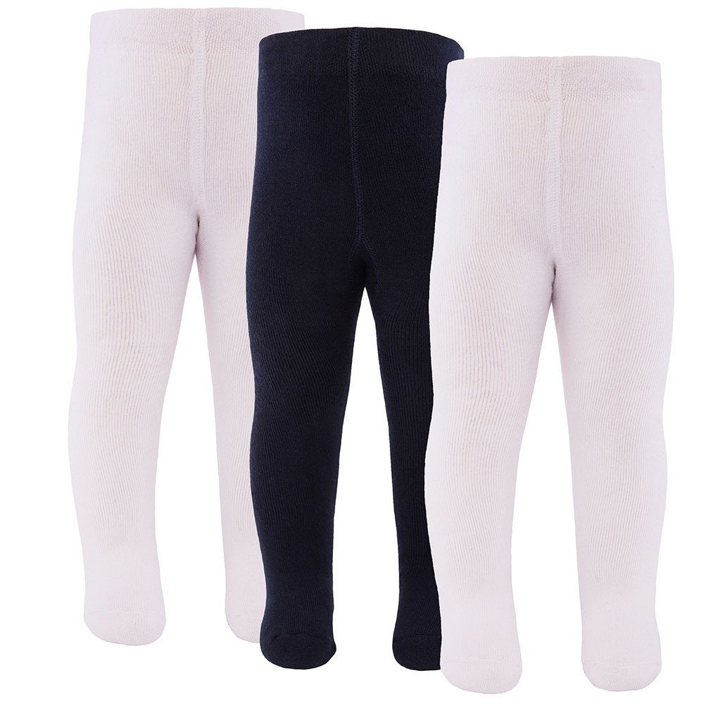 Ewers Strumpfhose Strumpfhose 98% Baumwolle (3 St. 3er-Set) hoher Baumwollanteil natur/natur/marine