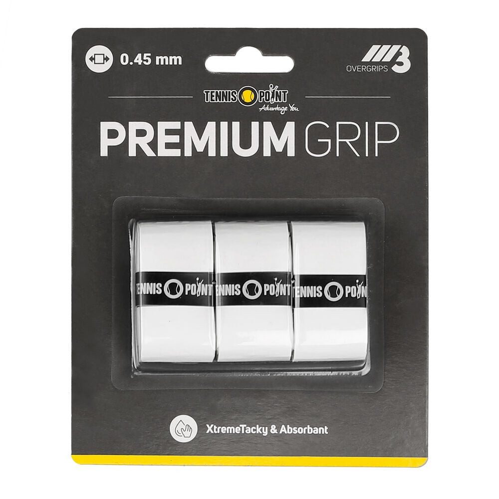 Tennis-Point Griffband Premium Grip weiß 3 Pack