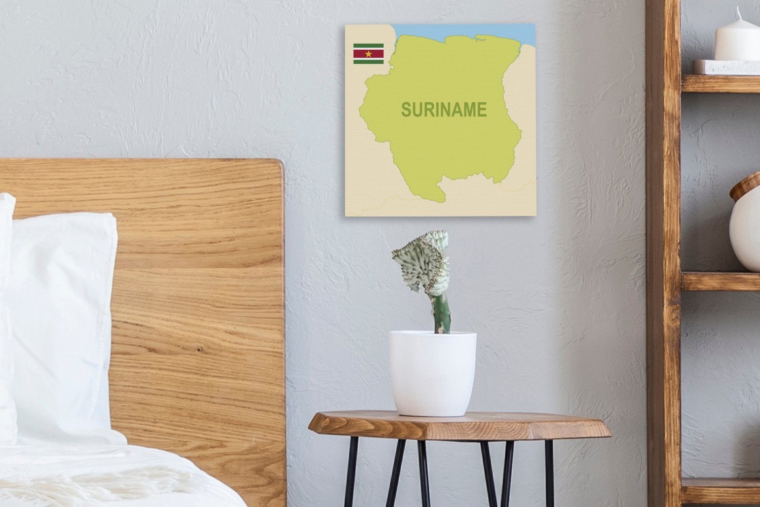 OneMillionCanvasses® Leinwandbild Die Karte Leinwand Wohnzimmer der Schlafzimmer St), von Flagge, Bilder mit für Suriname (1