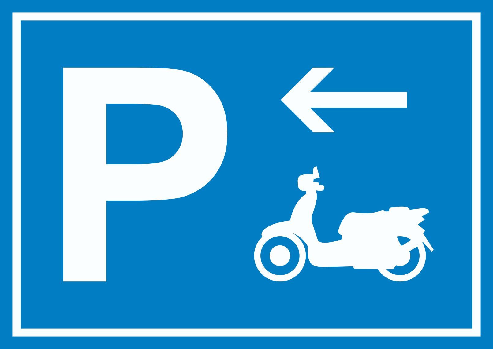 HB-Druck Hinweisschild Motorroller Parkplatz mit Richtungspfeil links Schild waagerecht, wetterfest, stabil, UV-beständig, kratzfest