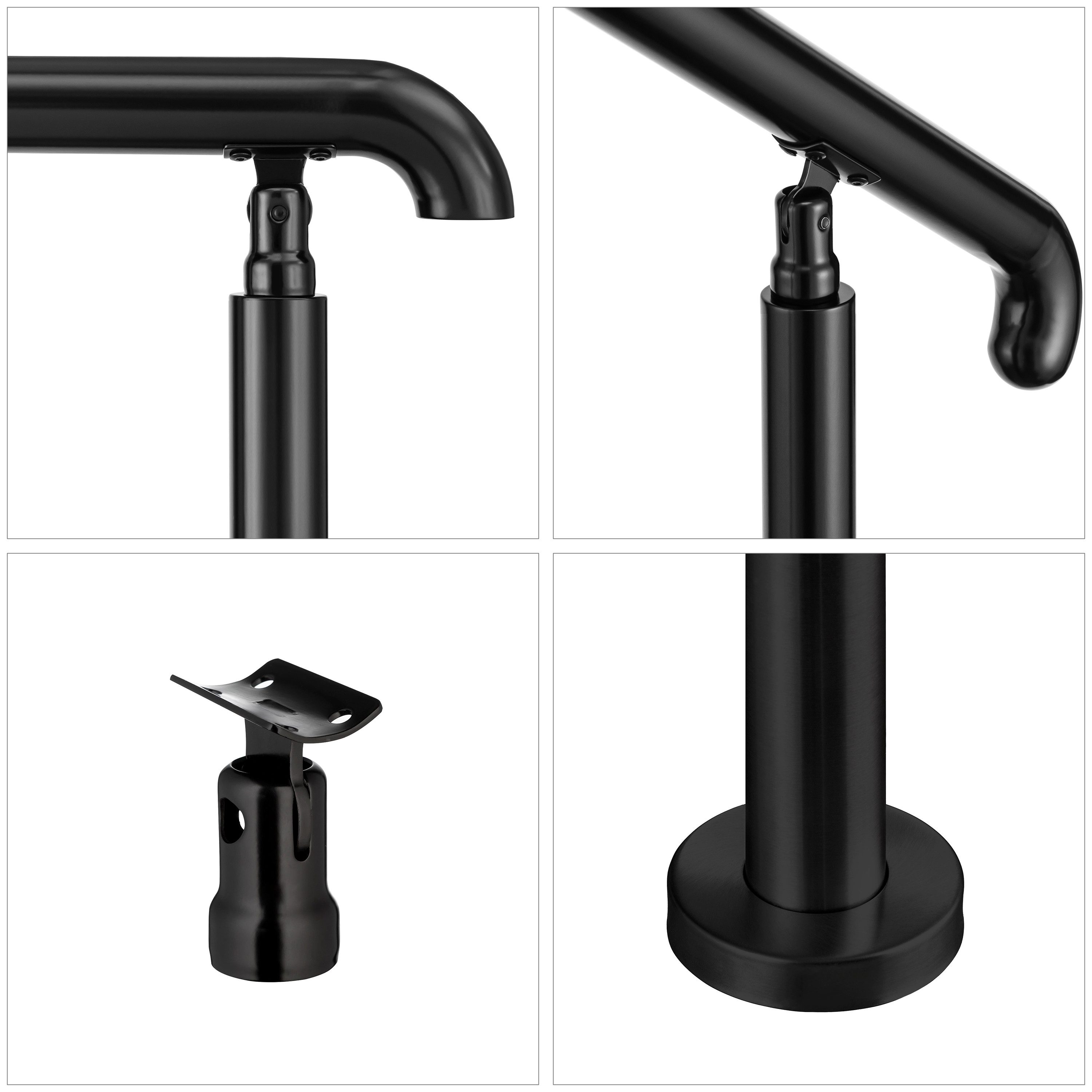 duschspa Handlauf 2–5 Stufen Edelstahl Geländer Eingangsgeländer für innen / außen, 108 cm Gesamtlänge, Eingangsgeländer, silber/schwarz, 108/136/162 cm – Bild 4 von 5