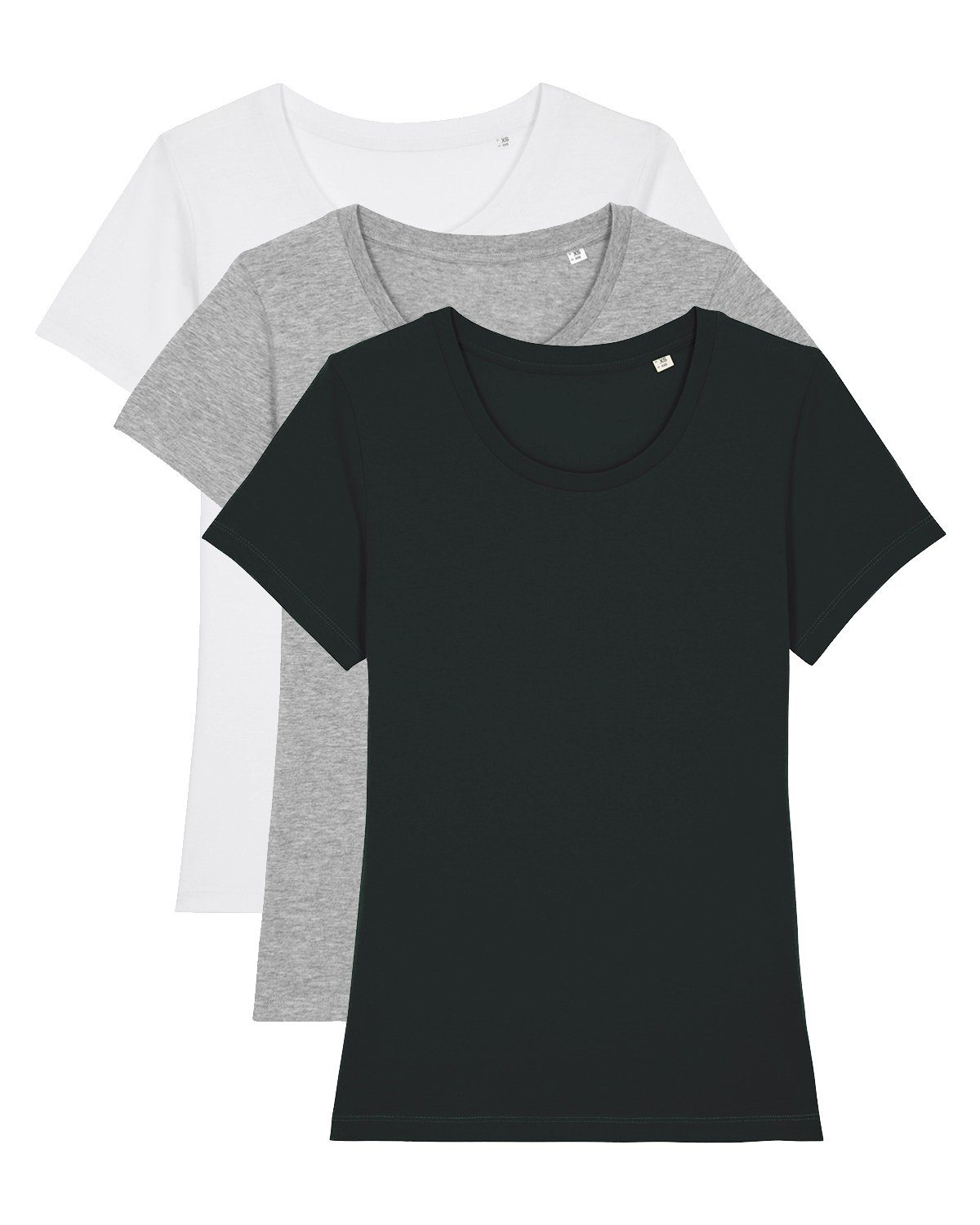 wat? meliert 3er - schwarz grau Print-Shirt Basic weiß Pack Apparel - (1-tlg) Expresser