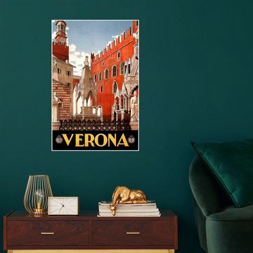 Posterlounge Poster Vintage Travel Collection, Italien - Verona, Vintage Illustration