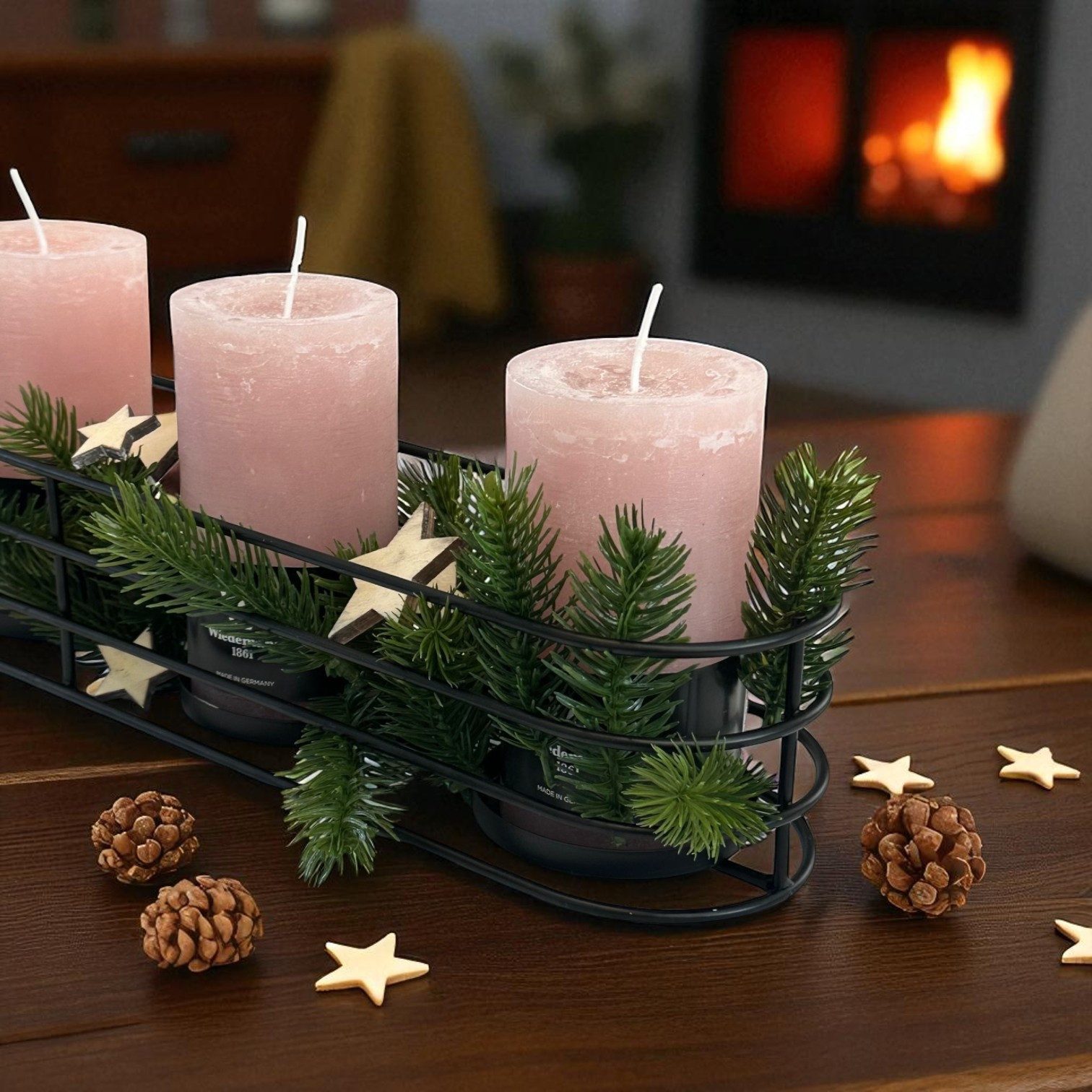 Gasper Adventsleuchter Kerzenhalter für 4 Kerzen. 50cm Kerzenständer Adventskranz Weihnachten