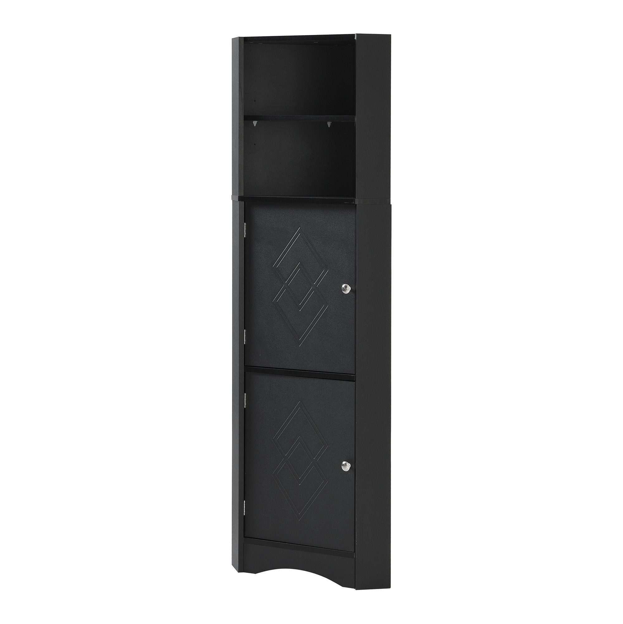 BBWL Eckschrank Moderner Bad-Eckschrank 36,5x36,5x155 cm (wasserdicht & feuchtigkeitsresistent, mit 2 Ablagefächern und verstellbarem Einlegeboden, kippsicher, minimalistisches Design, platzsparender Dreiecksschrank für Bad, Flur & Wohnzimmer, einfache Montage)