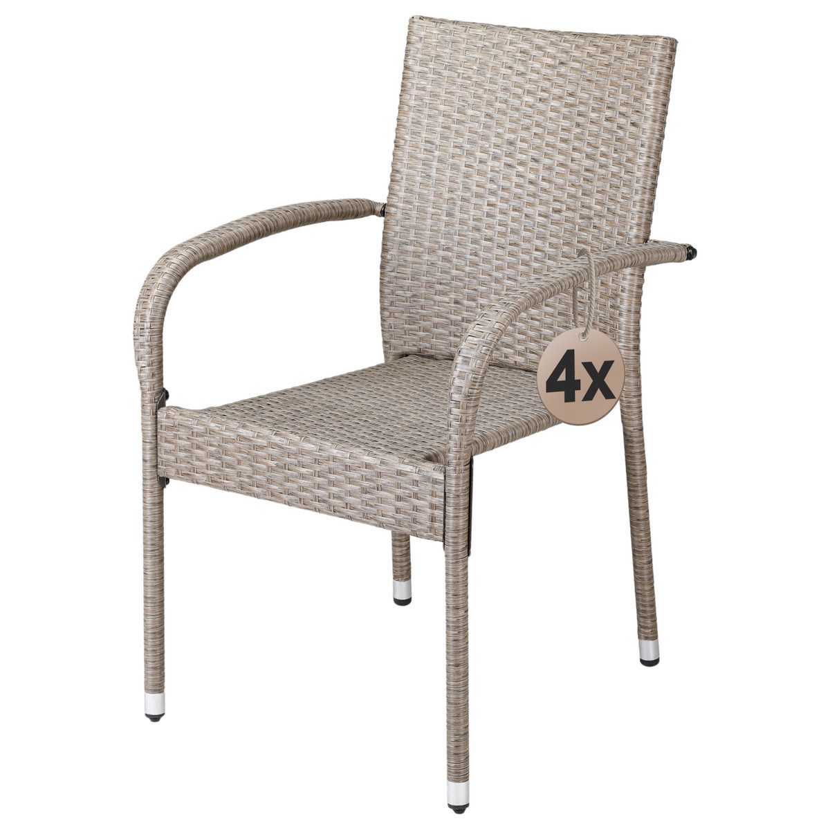Casaria Gartenstuhl, Stapelbar Wetterfest Polyrattan Outdoor günstig online kaufen