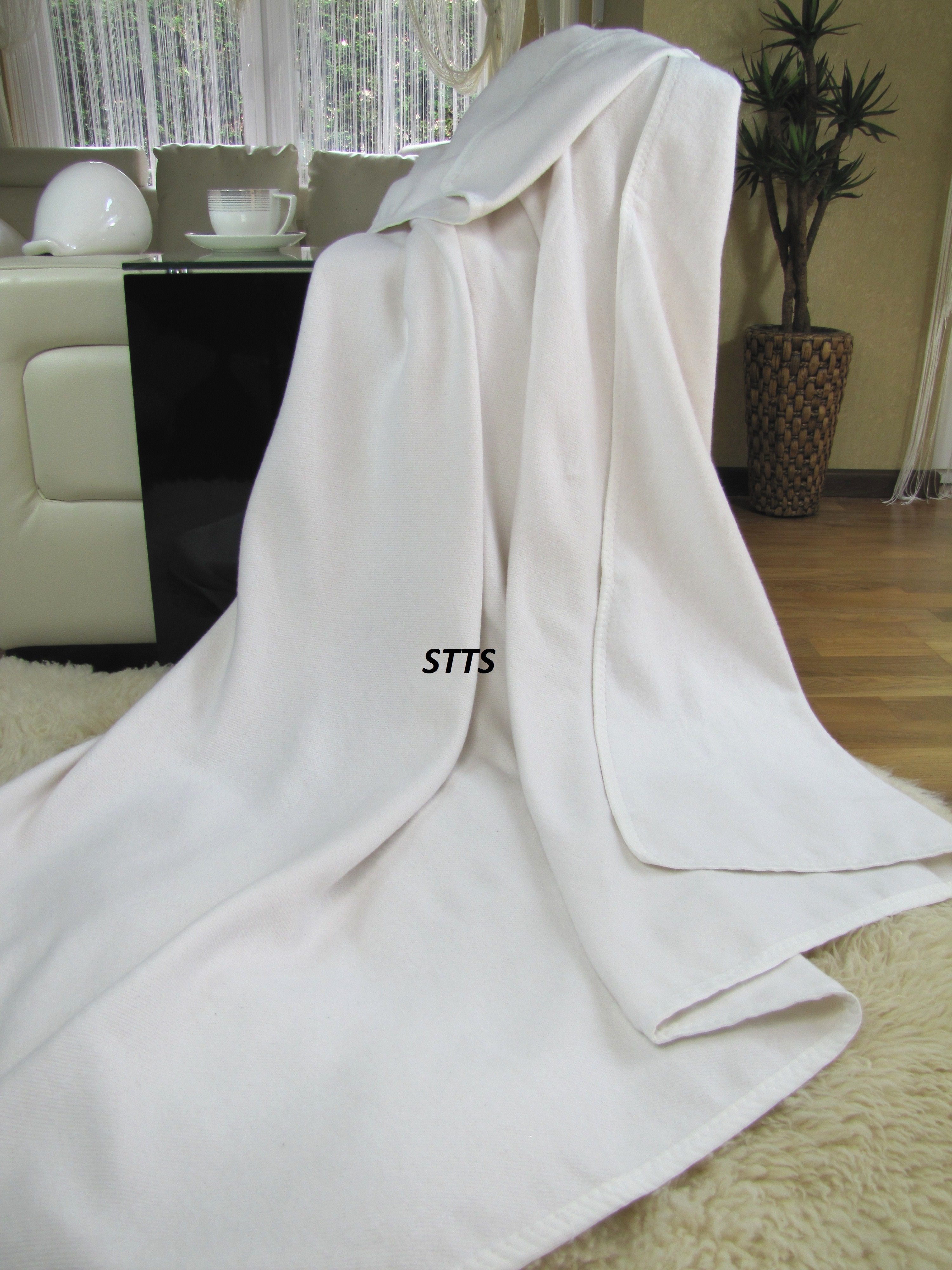 Plaid cm 150 STTS Farben Weiß Korsika, 205 x versch. Baumwolldecke Wohndecke in Tagesdecke