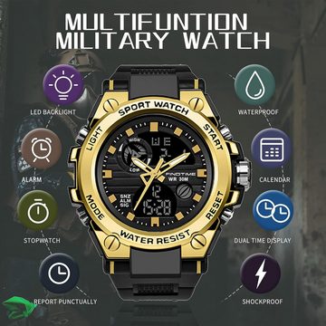 findtime Hochtransparentes Harzfenster Watch, Vielseitige Digitale & analoge Anzeigen, robustes Design, Wasserdicht