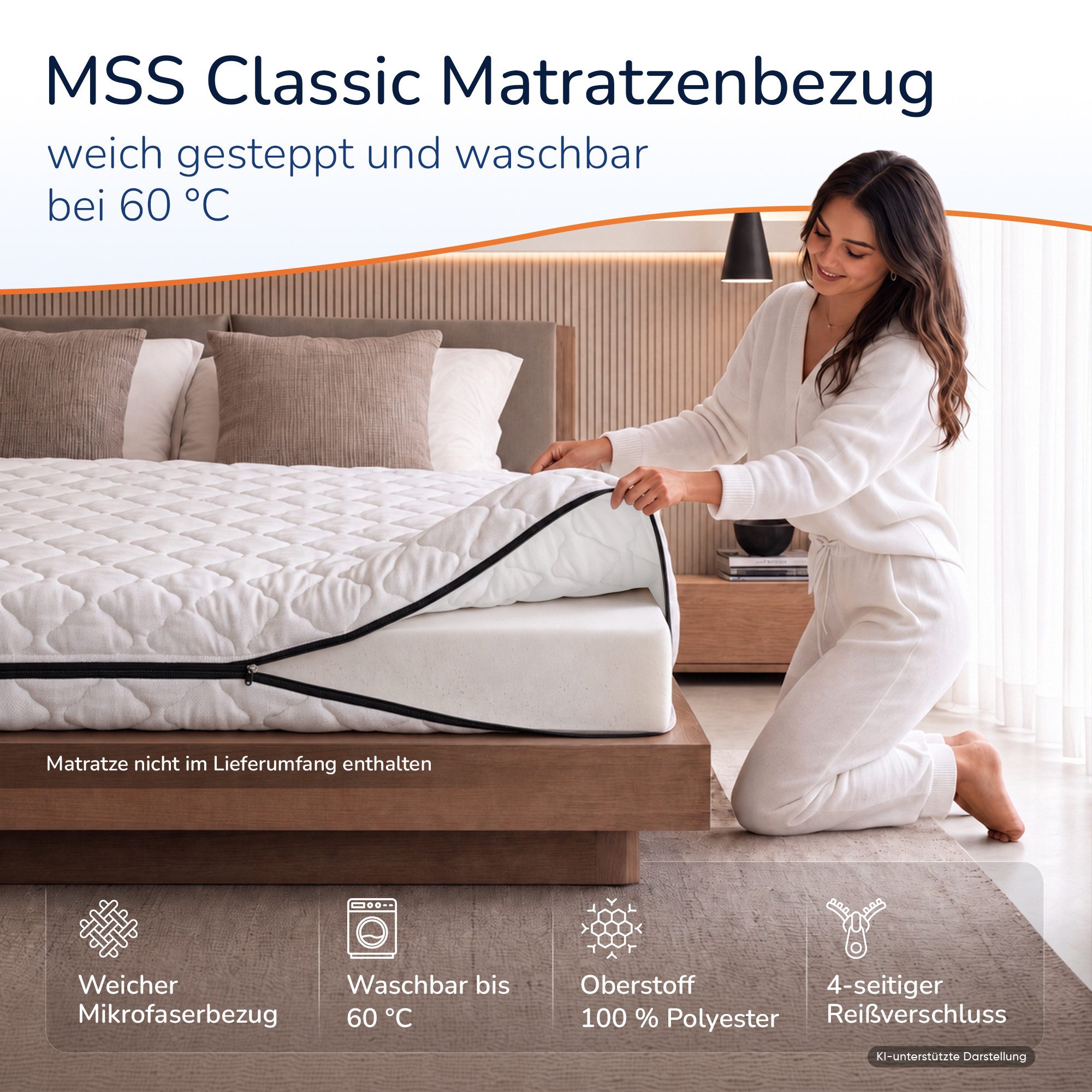 Matratzenersatzbezug MSS e.K. Matratzenbezug Classic MSS e.K., Karo-Steppmuster, waschmaschinenfest bei 60°C