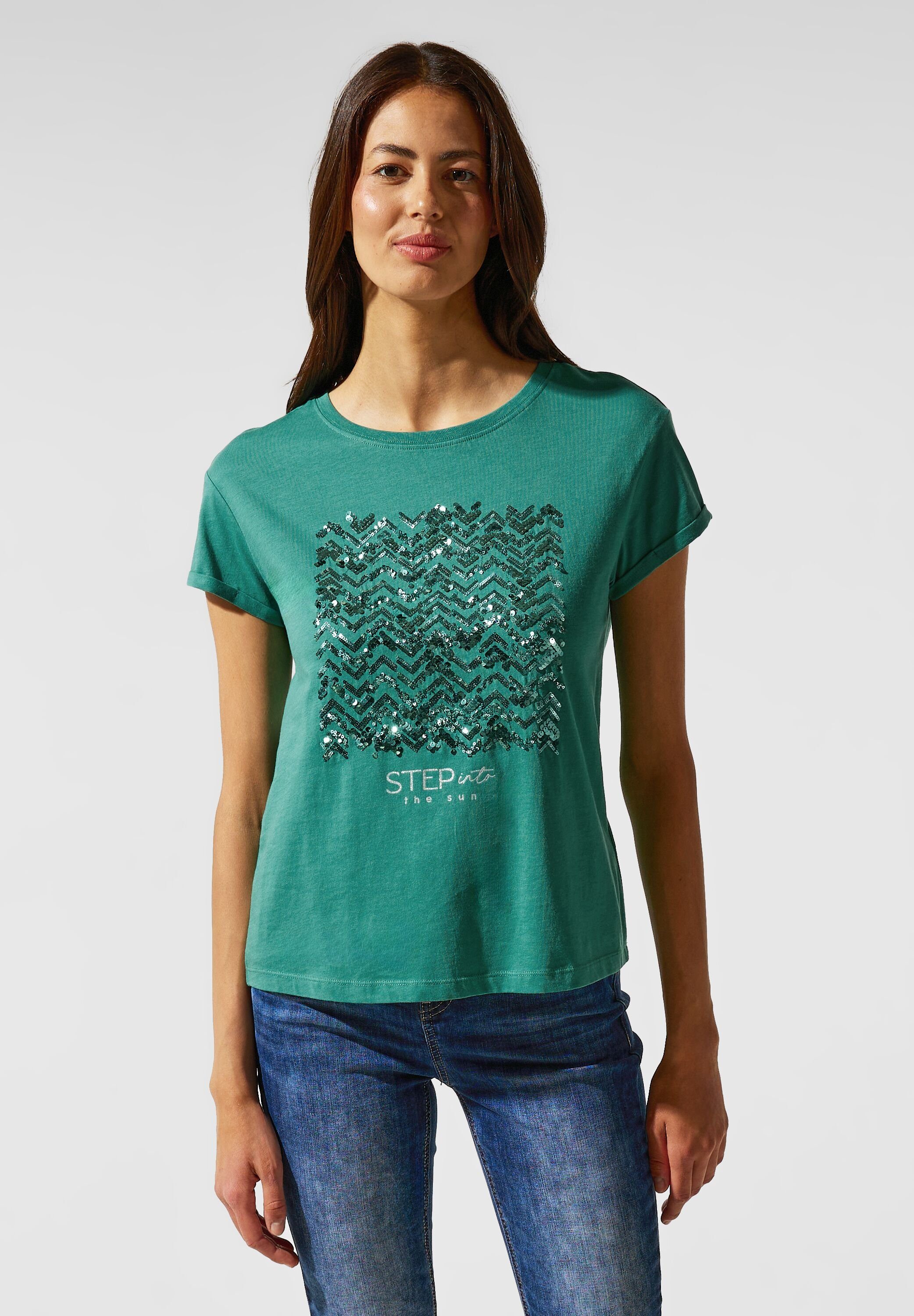 STREET ONE T-Shirt in Unifarbe lagoon green