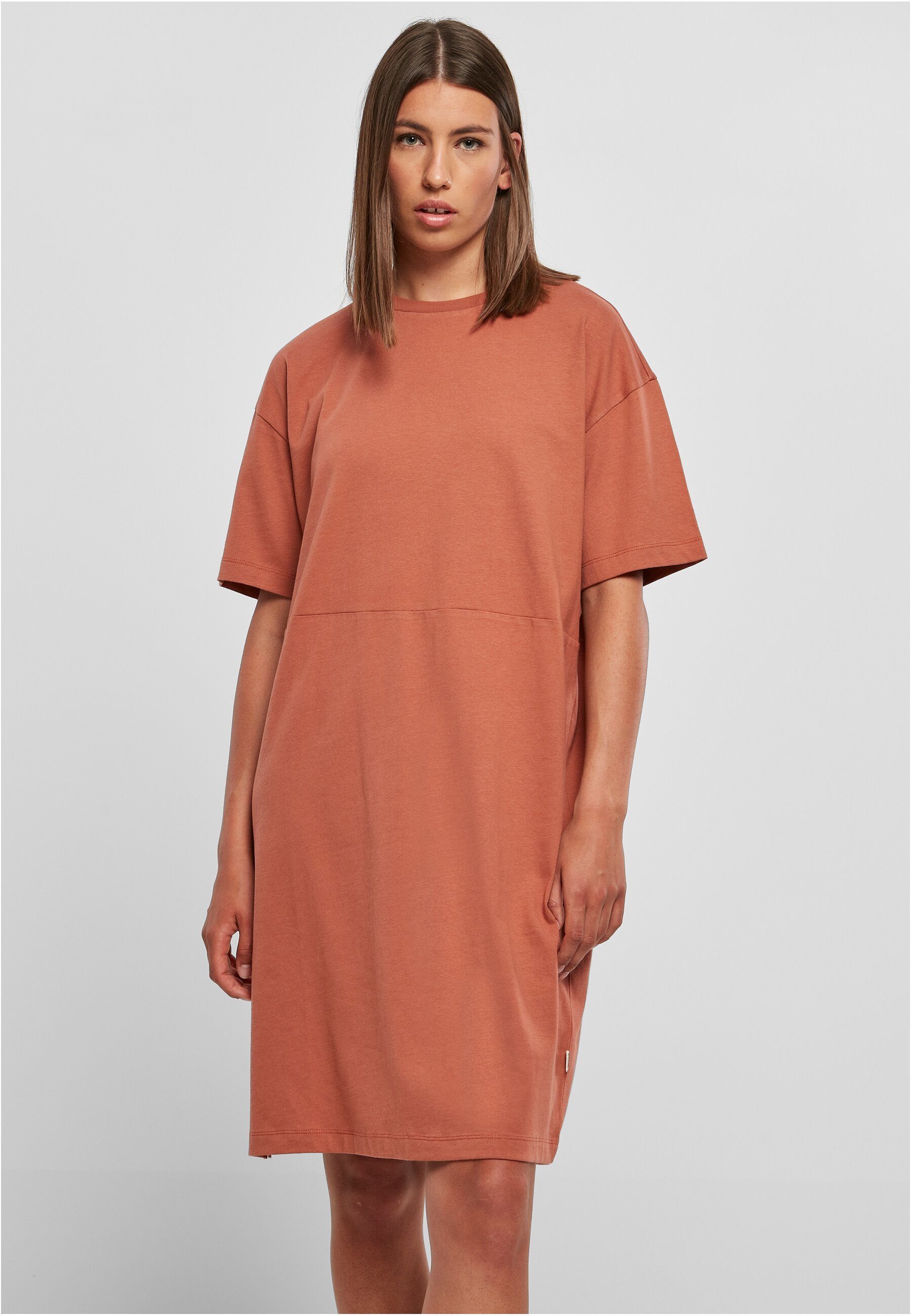 URBAN Tee Dress Organic terracotta (1-tlg) Slit Ladies Damen Jerseykleid CLASSICS Oversized