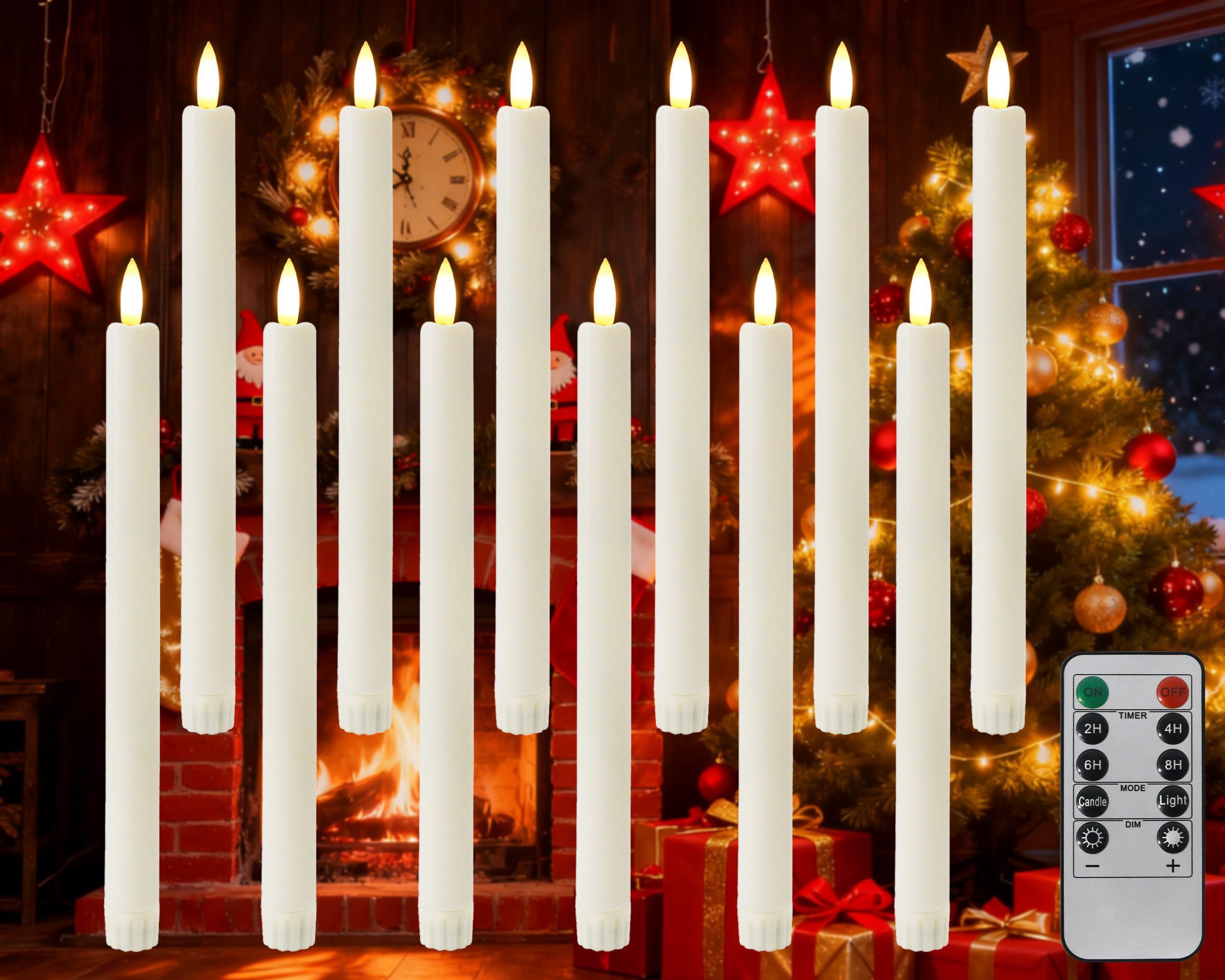 Gotoll LED-Kerze K-TZ06 6pcs Stabkerzen Flammenlose Tischkerzen Weihnachten günstig online kaufen