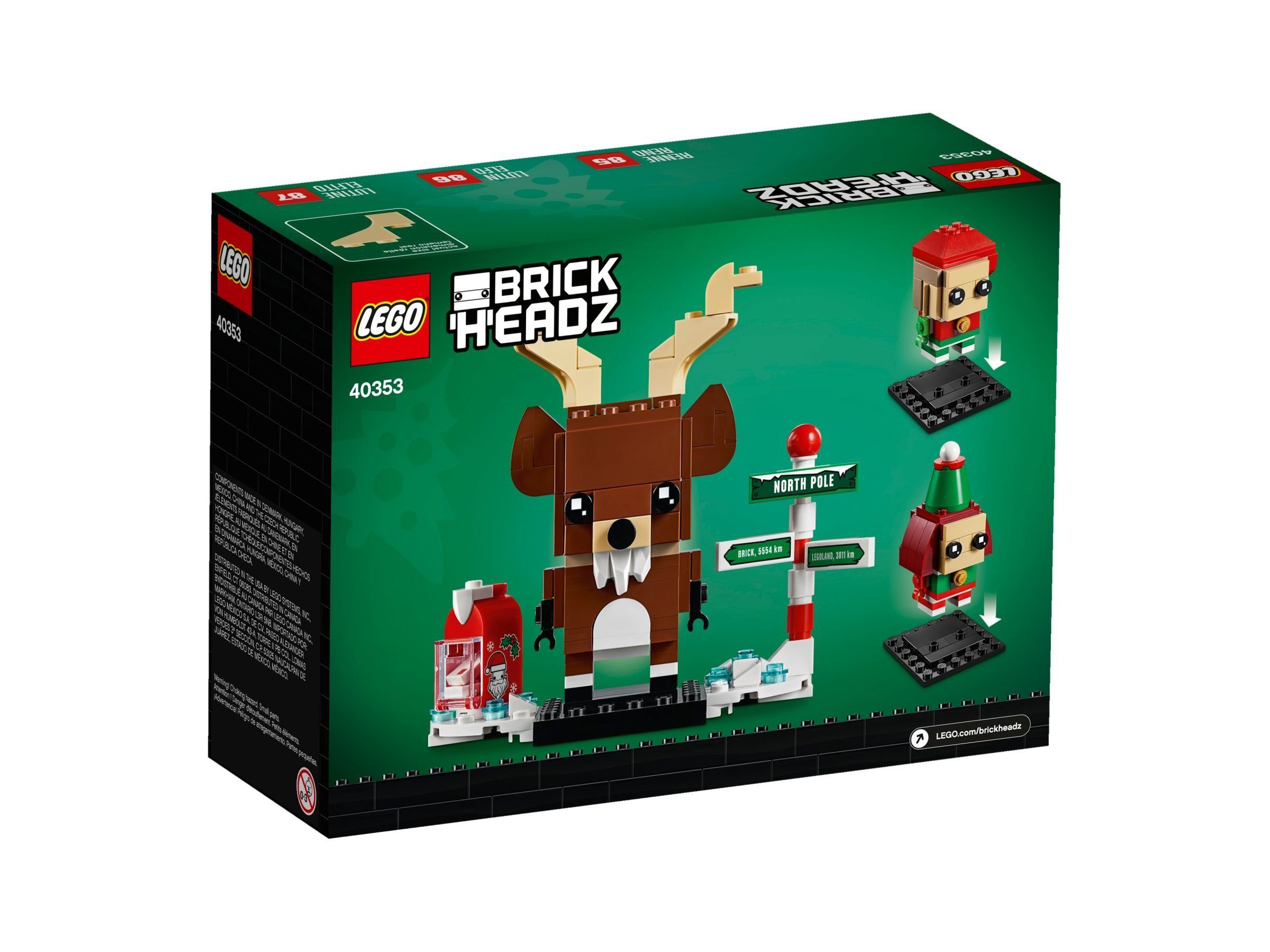 LEGO® Konstruktionsspielsteine LEGO® BrickHeadz - Rentier und Elfen, (Set, 281 St)
