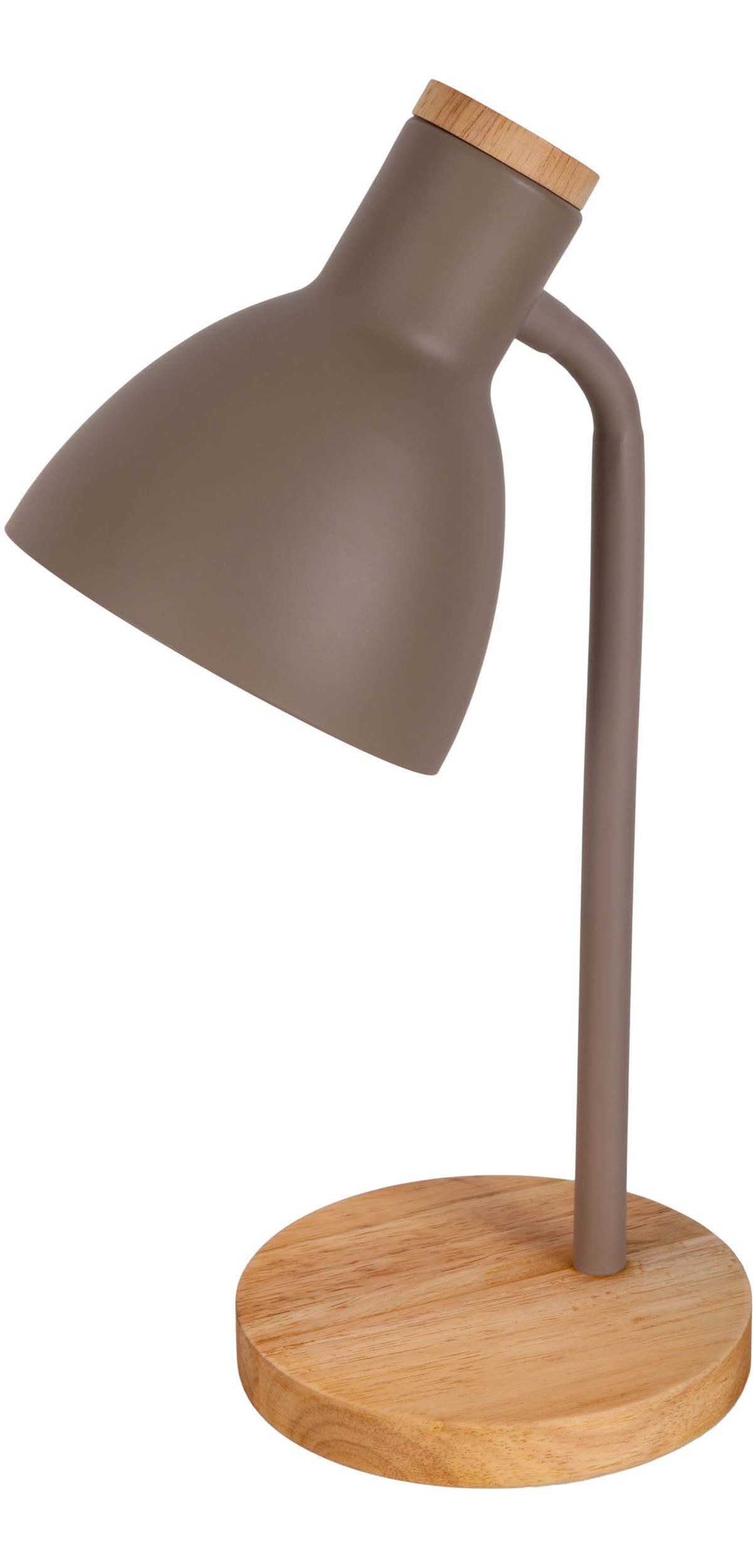 näve Schreibtischlampe Marie, ohne Leuchtmittel, Fuß und Schirm z.T. aus Holz, Schirm flexibel beweglich, E14