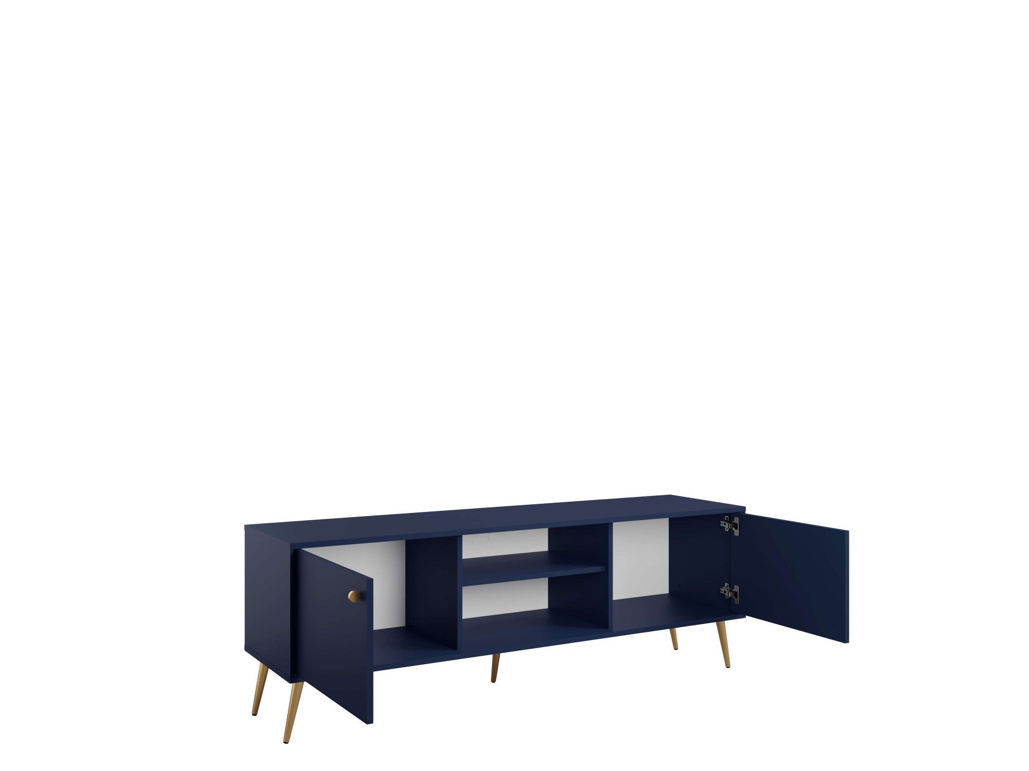 Home affaire Lowboard ROMILDA TV-Schrank mit 2 Türen und einem Fach, B/T/H: 156/40,5/54,8 cm, Dunkelblaue TV-Kommode mit goldenen Akzenten, viel Stauraum – Bild 4 von 5