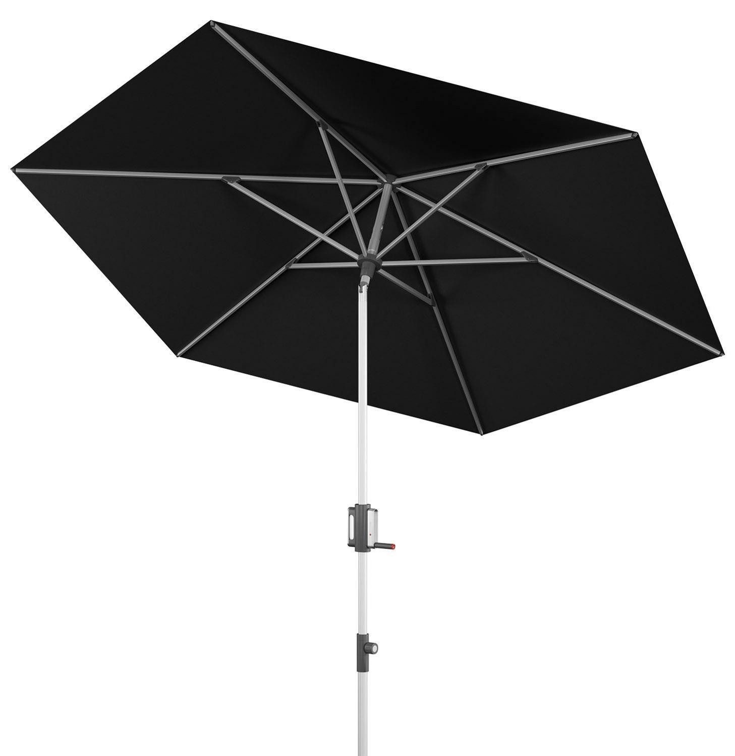 Knirps® Sonnenschirm APOLL, Schwarz, Ø 290 cm, Aluminium, Neigbar, Höhenverstellbar, Polyesterschirm