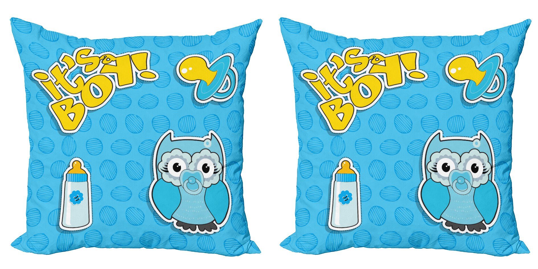 Abakuhaus Kissenbezüge Modern Accent Doppelseitiger Digitaldruck, (2 Stück), Geschlecht decken Junge Baby Owl Pacifier