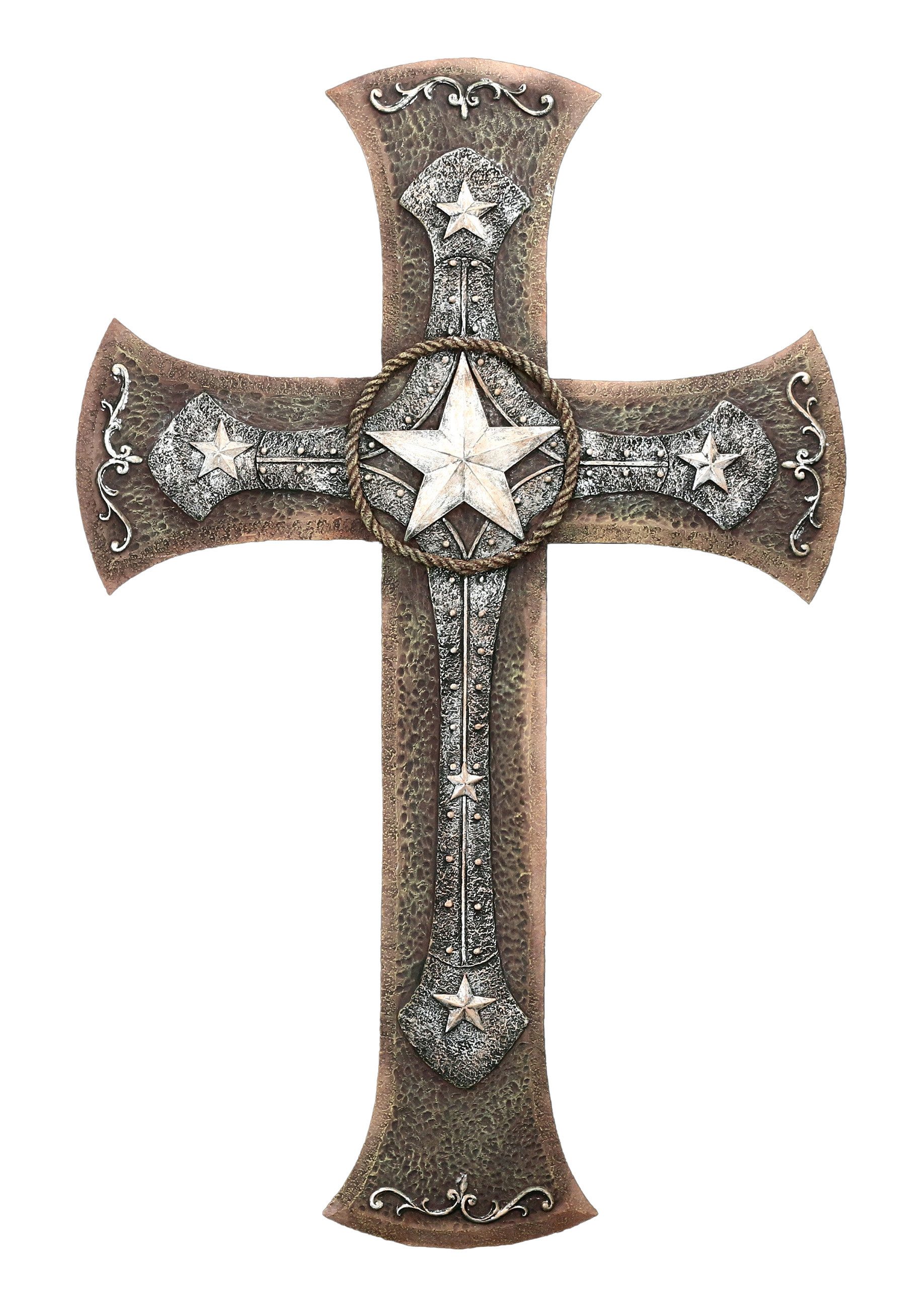 Dekoobjekt Western Kruzifix mit Sheriff Stern - Wilder Westen Kreuz Dekoration