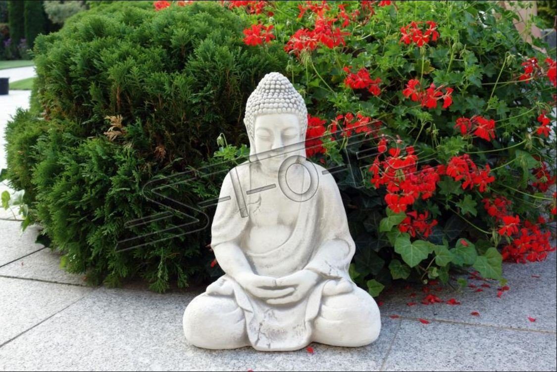 JVmoebel Skulptur Buddha in Steinoptik Skulptur und Große für Garten Wohnbereich