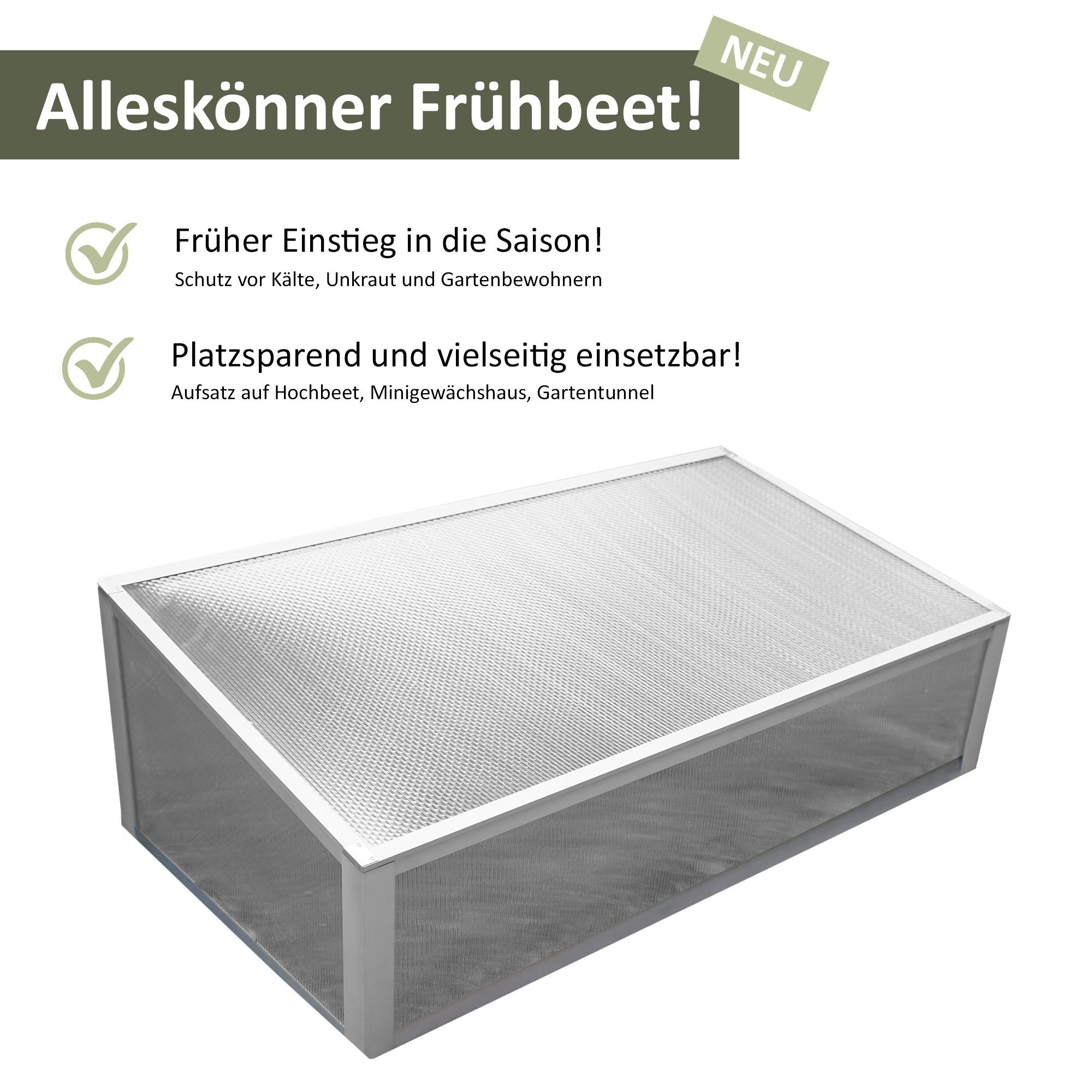 NATIV Frühbeet Premium Frühbeet für Gartenbeet und Hochbeet