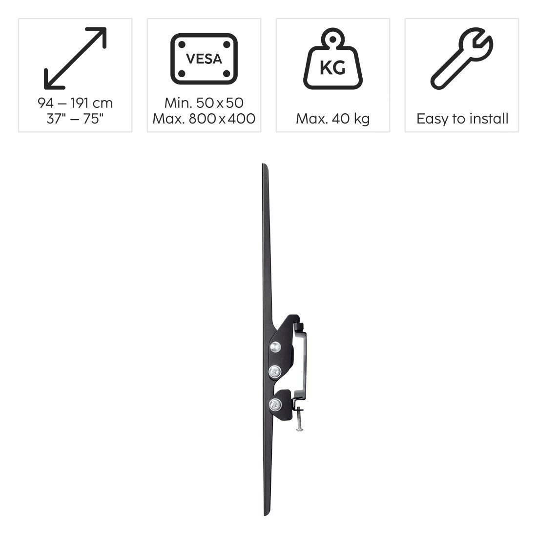 Hama TV-Wandhalterung Wandhalterung (neigbar, 32" - 75", VESA 600 x 400), (bis 75 Zoll)
