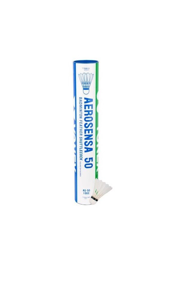 Yonex Badmintonball Aerosensa 50 Premium-Gänsefeder weiss Dose 12er, Geschwindigkeit: 1