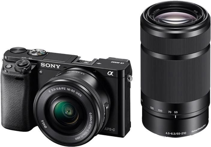 Sony Alpha ILCE-6000Y Set Systemkamera (Sony 16-50, Sony 55-210, 24,3 MP,  WLAN (Wi-Fi), Gesichtserkennung, HDR-Aufnahme)
