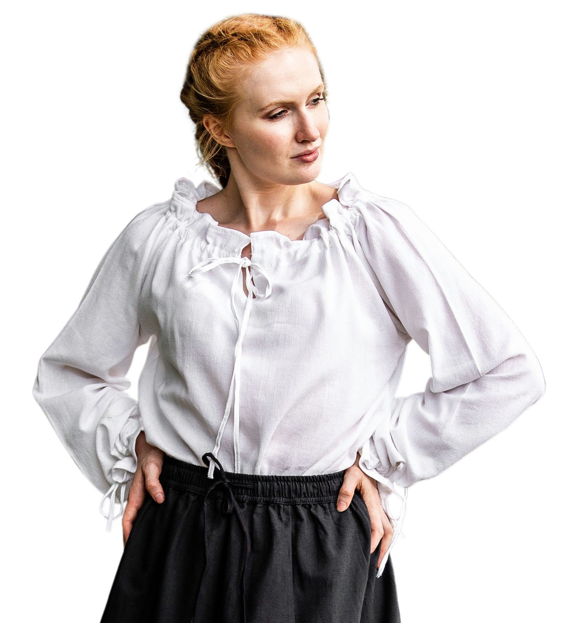 Leonardo Carbone Burgfräulein-Kostüm Bluse "Edith" offenschulterig, Rüschenärmel, Kordelverschluss