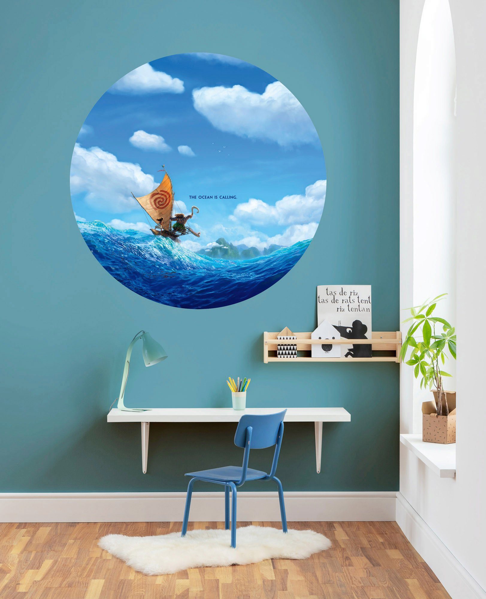 Komar Fototapete Vlies selbstklebend - Moana Ocean is Calling - Größe 125 x 125 cm, glatt, bedruckt, Kinderzimmer