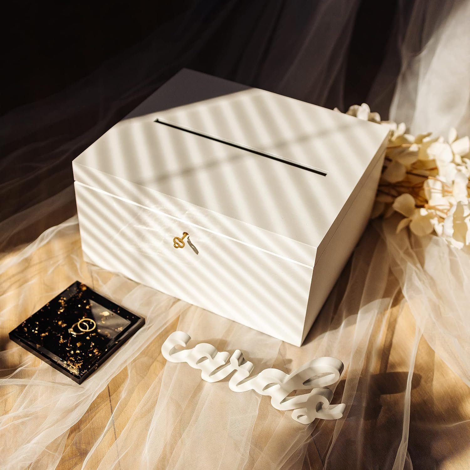 Creative Deco Aufbewahrungsbox Holzkiste Kartenbox Hochzeit günstig online kaufen