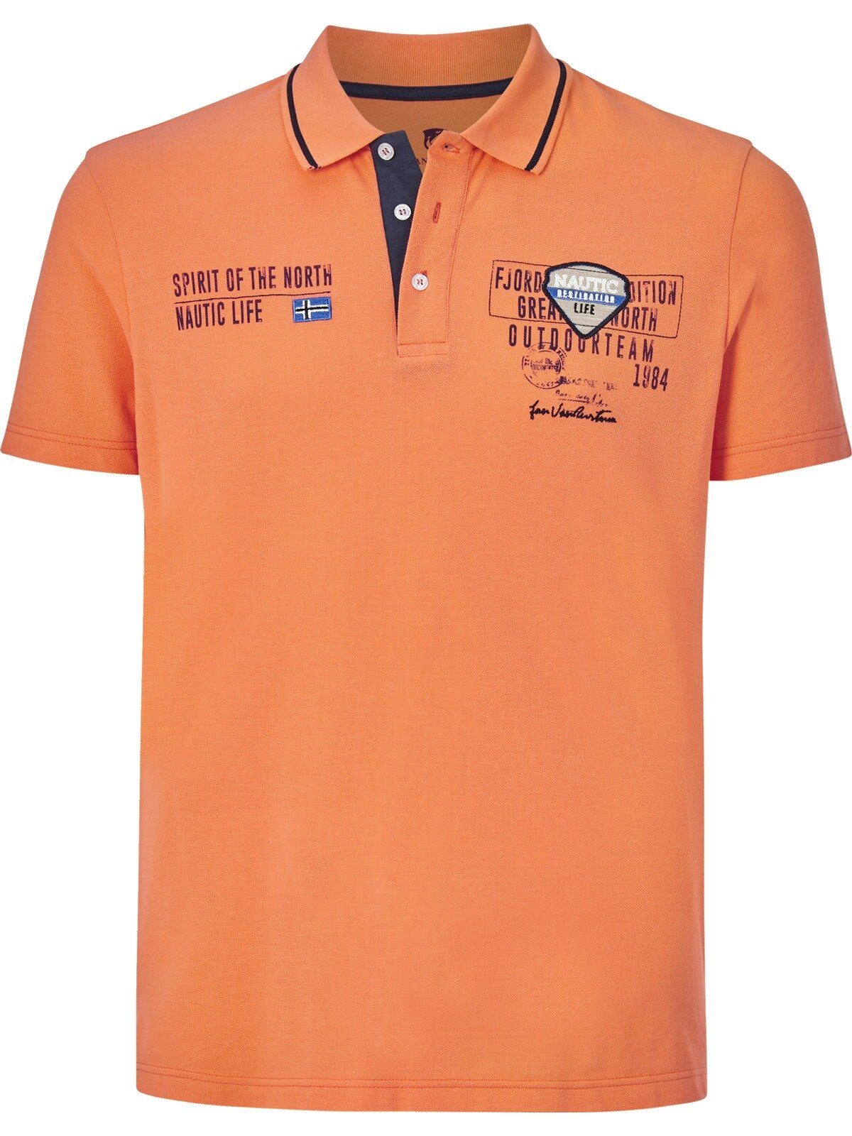 Jan Vanderstorm Poloshirt HALLFRED Poloshirt detailreiches orange