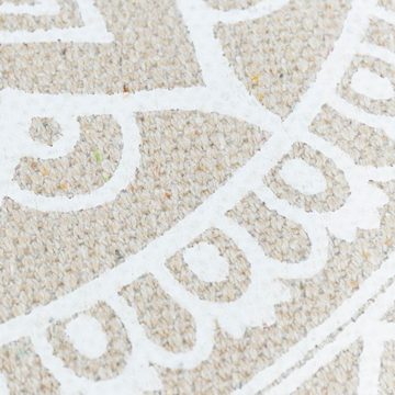 BOLTZE Dekokissen Bodenkissen Mandala aus Baumwolle rund natur weiß 56cm