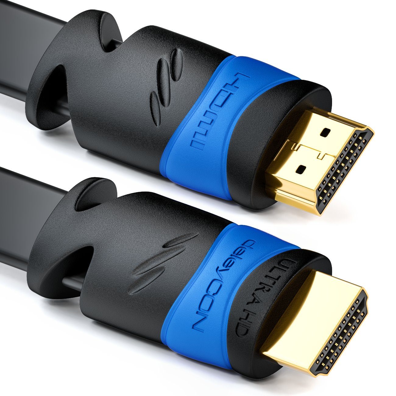 deleyCON deleyCON 3m Flaches HDMI Kabel UHD 4K HDR 3D 1080p 2160p ARC Full HD HDMI-Kabel