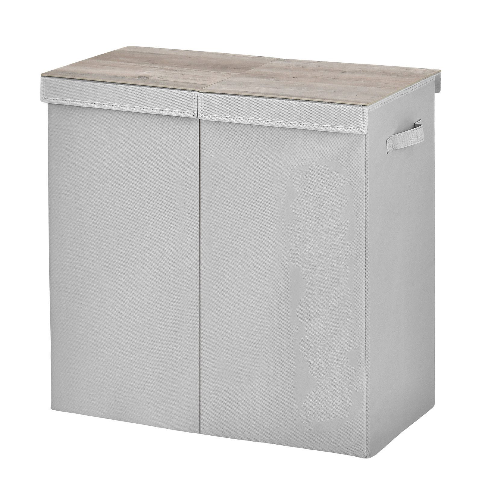 KOMFOTTEU Wäschekorb 2 Fächer, mit Deckel & Wäschesäcken, 62 x 31 x 60cm, 1 günstig online kaufen