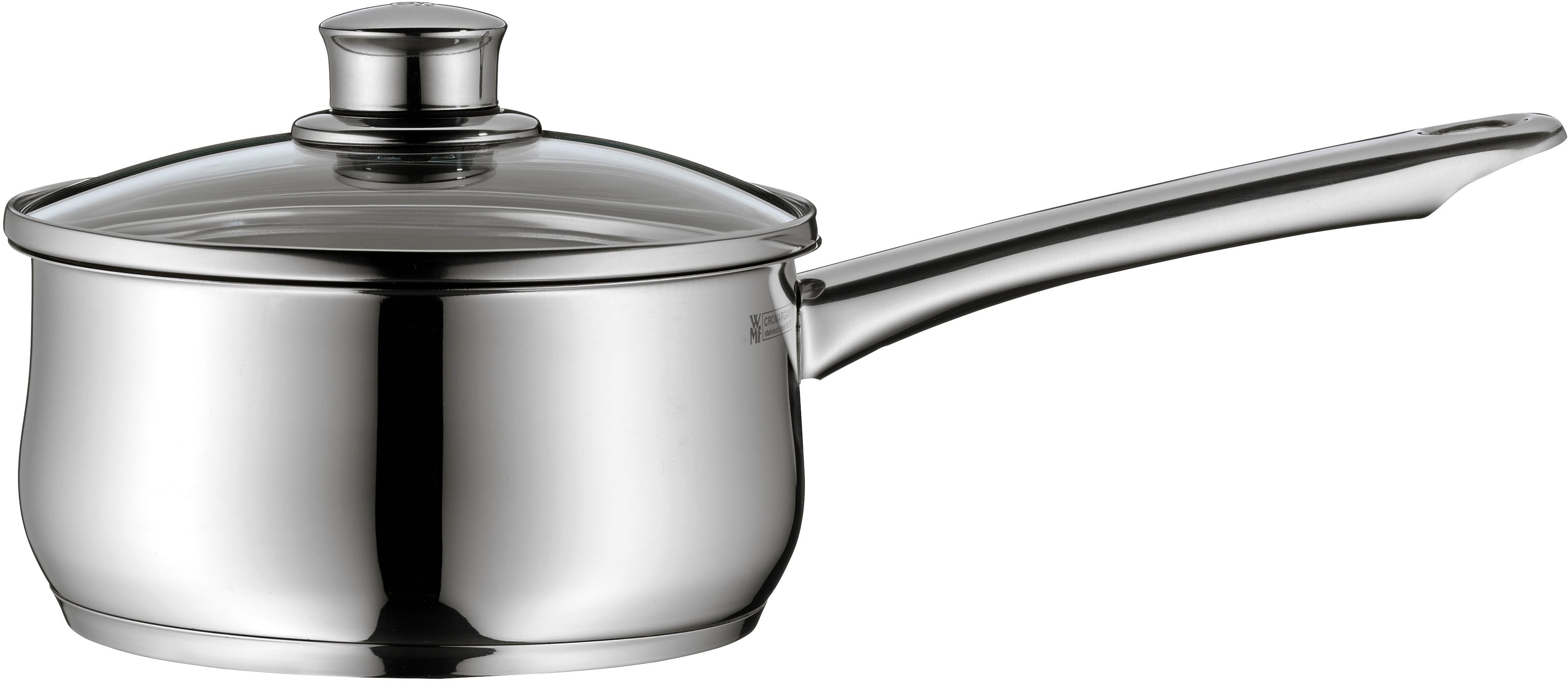 WMF Kasserolle Diadem Plus, Cromargan® Edelstahl Rostfrei 18/10 (2-tlg), breiter Schüttrand, außergewöhnliches Design, spülmaschinengeeignet