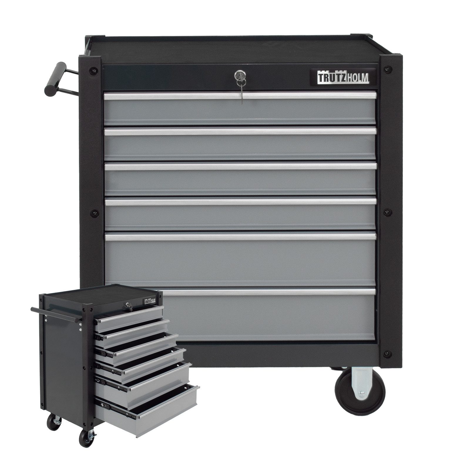 TRUTZHOLM Тележка для мастерских Werkzeugwagen Trutzi Rollcontainer Тележка для мастерских Werkzeugaufbewahrung, auf Rollen, 0-tlg. Werkzeugset, 6 Schubladen,78x64 cm,Grau