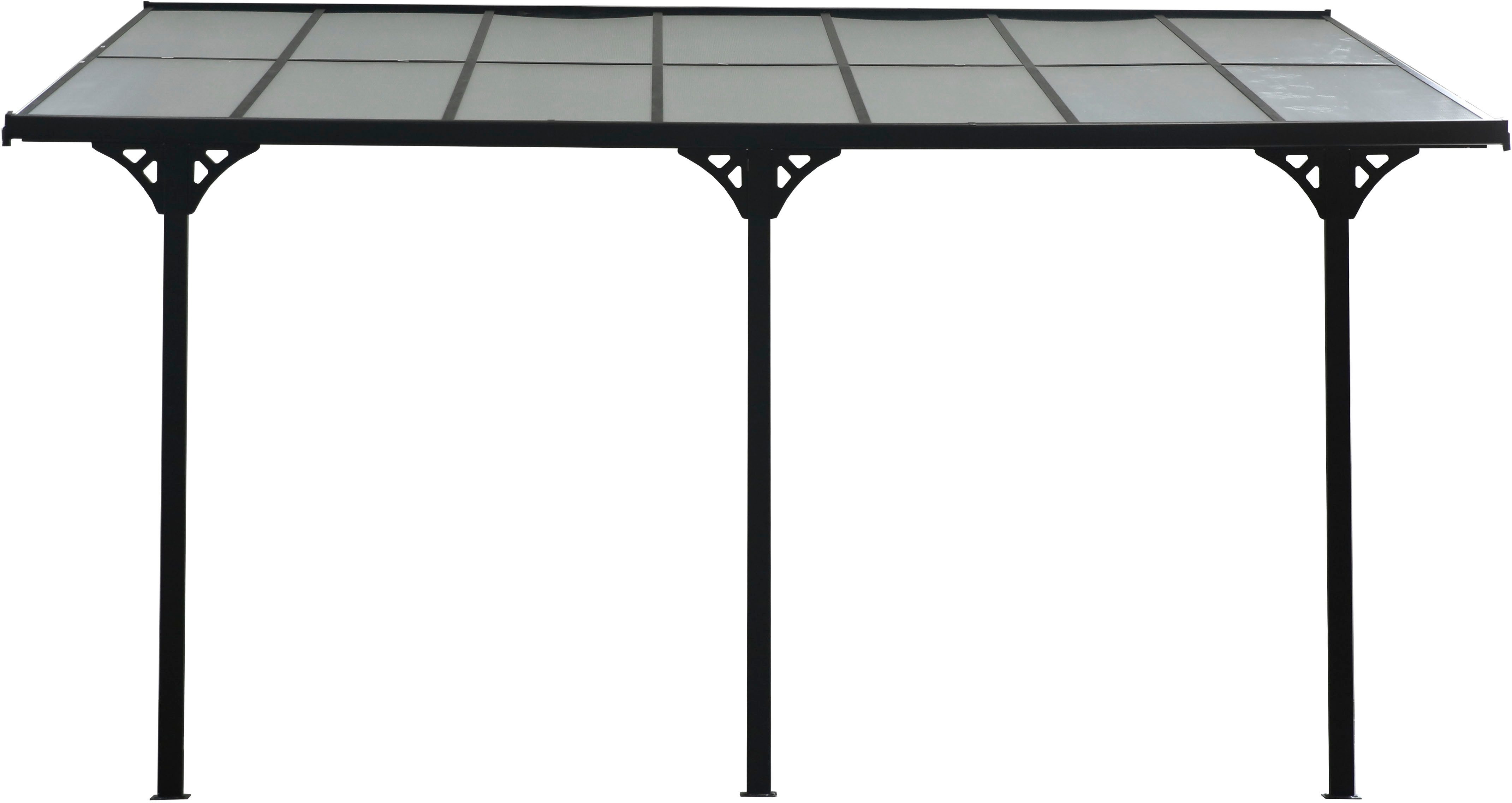 WESTMANN Terrassendach Bruce, BxT: 435x300 cm, Bedachung Doppelstegplatten, Rahmen aus pulverbeschichtetem Aluminium, schwarz