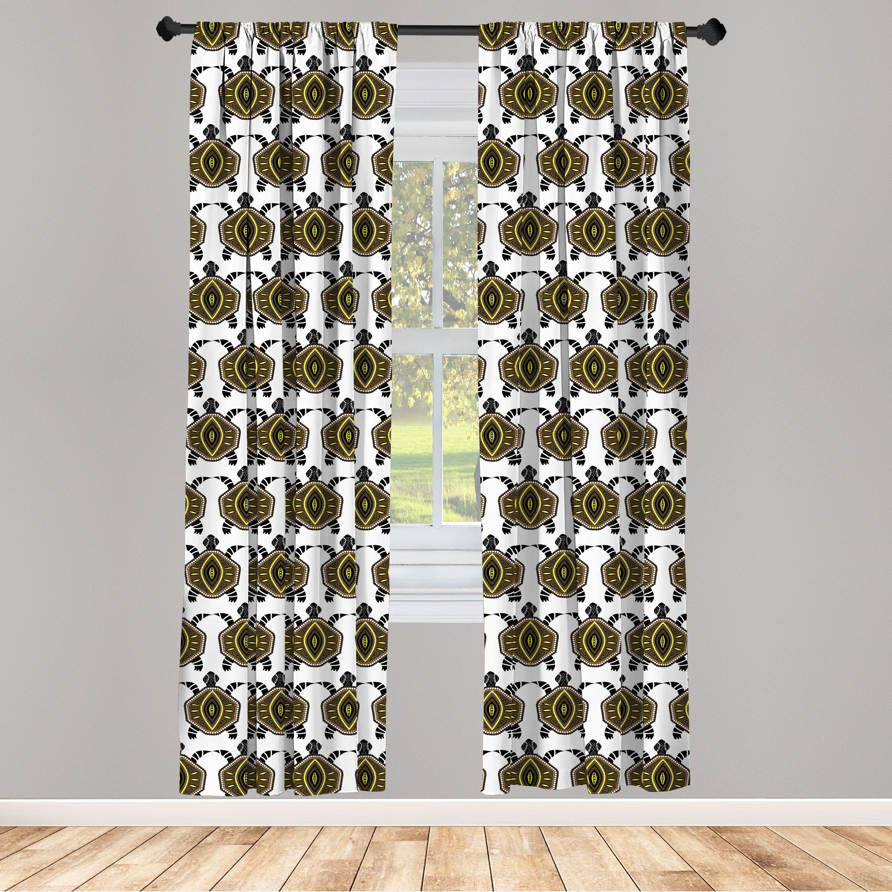 Gardine Vorhang für Wohnzimmer Schlafzimmer Dekor, Abakuhaus, Microfaser, Schildkröte Indigene Animal Design