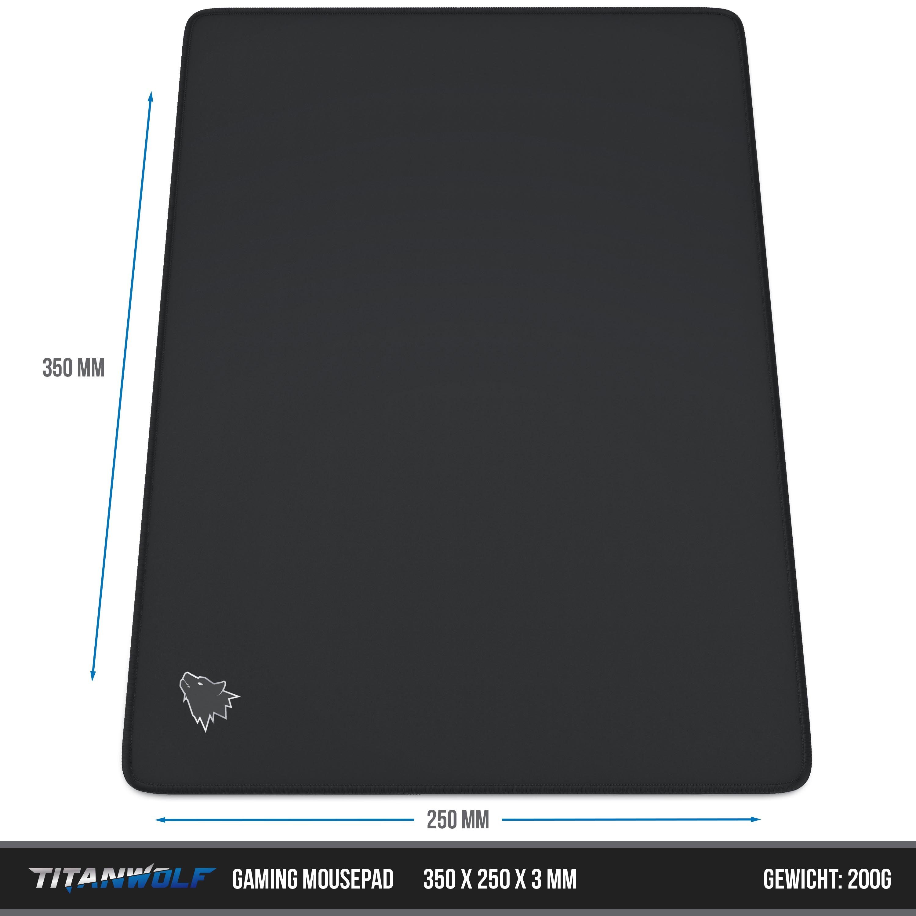 Titanwolf Gaming Mauspad Speed Mousepad 350 x 250 x 3 mm, Tischunterlage, strapazierfähig (1-St), rutschfest, abwaschbar, Geschwindigkeit & Präzision, Wolfsmoti – Bild 4 von 5