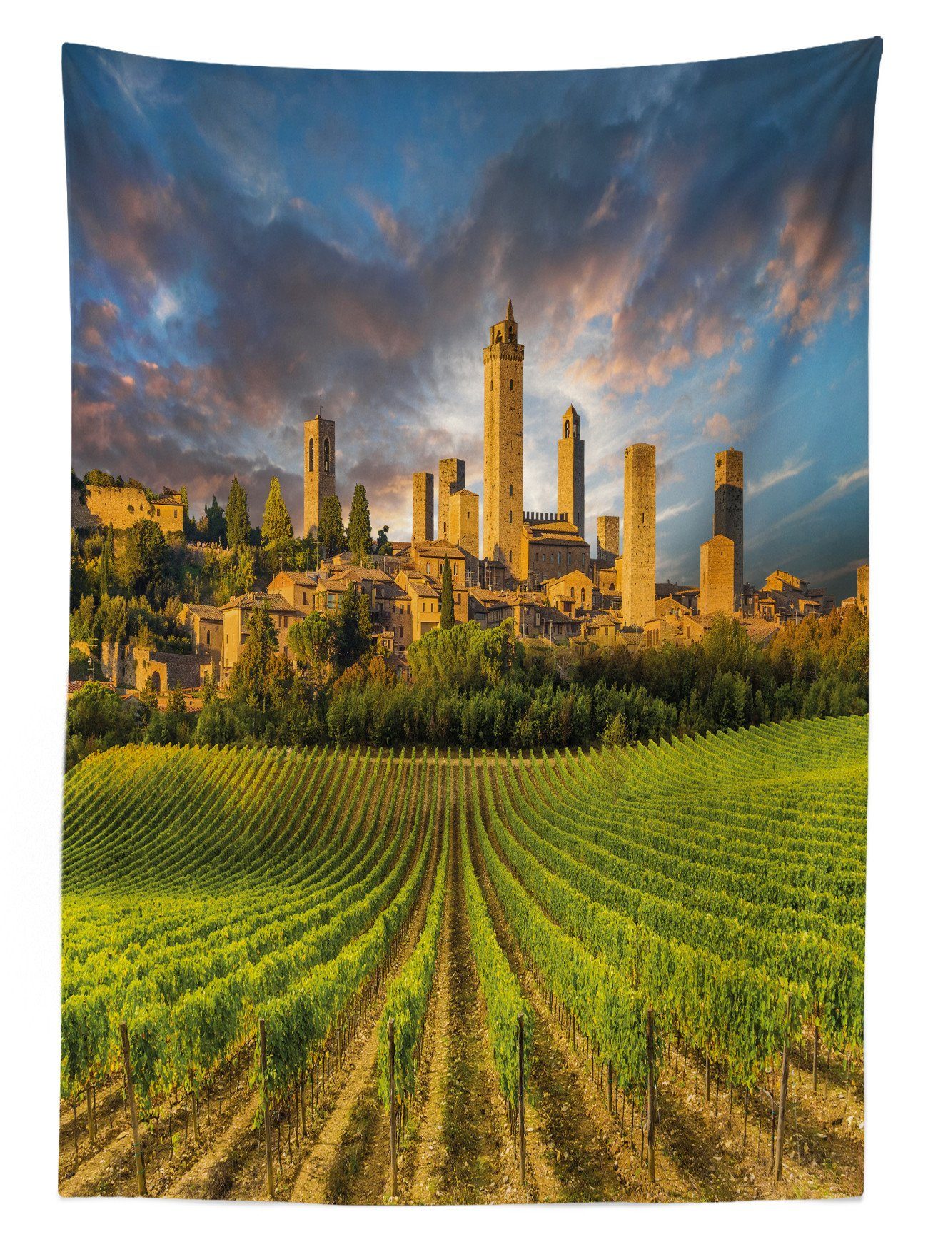 Bereich Klare geeignet Für Waschbar Farben, Abakuhaus Vineyards Gimignano den Italien Außen Tischdecke San Farbfest