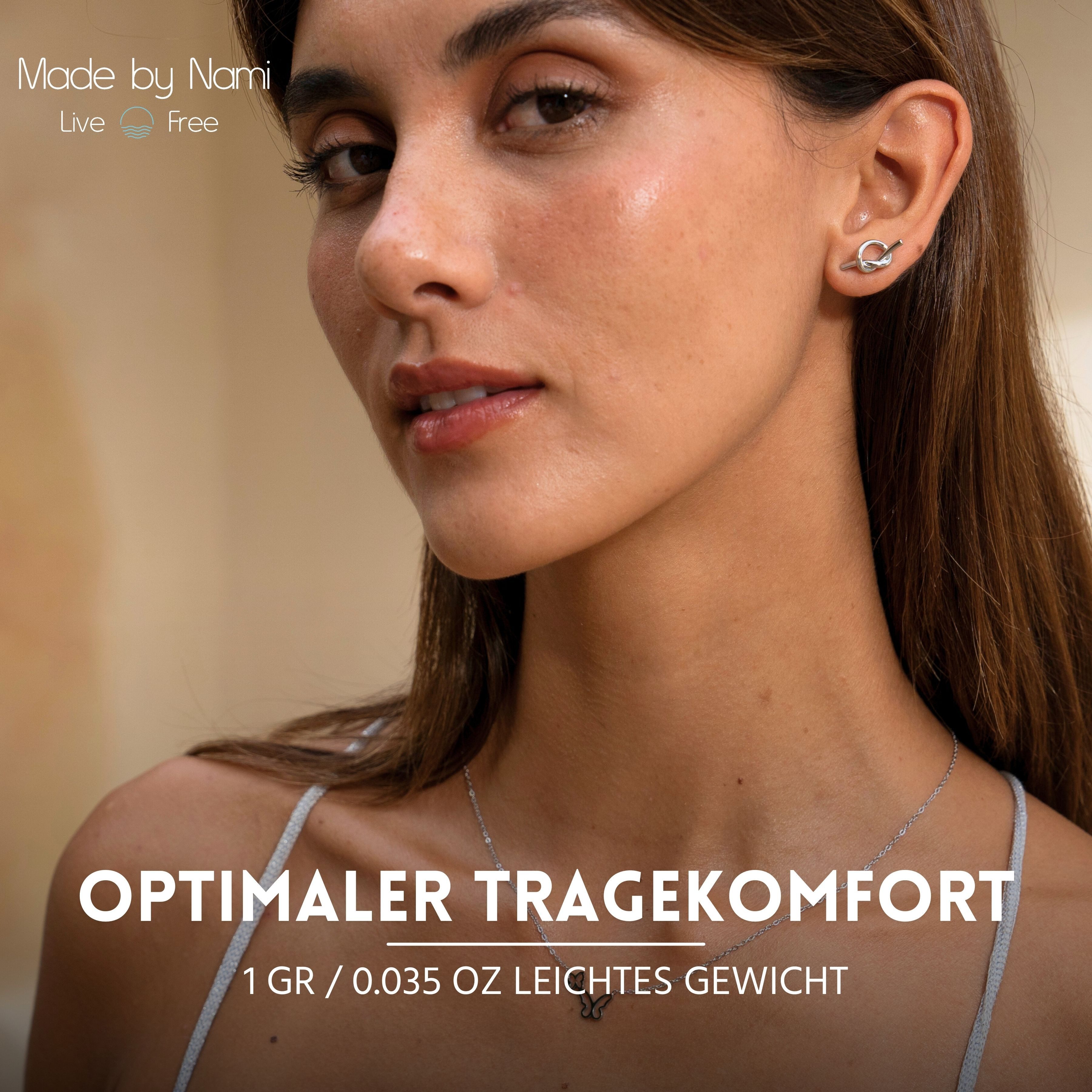 Made by Nami Ohrstecker-Set Knoten Gold oder Silber Ohrringe Damen aus Chirurgischem Edelstahl, Schmuck Damen Hypoallergen Wasserfester Schmuck