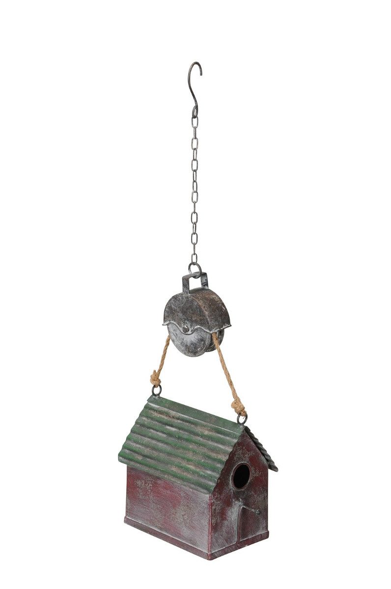 Nistkasten Vogelhaus zum hängen Metall Haus rot/grün 23x15cm H21cm