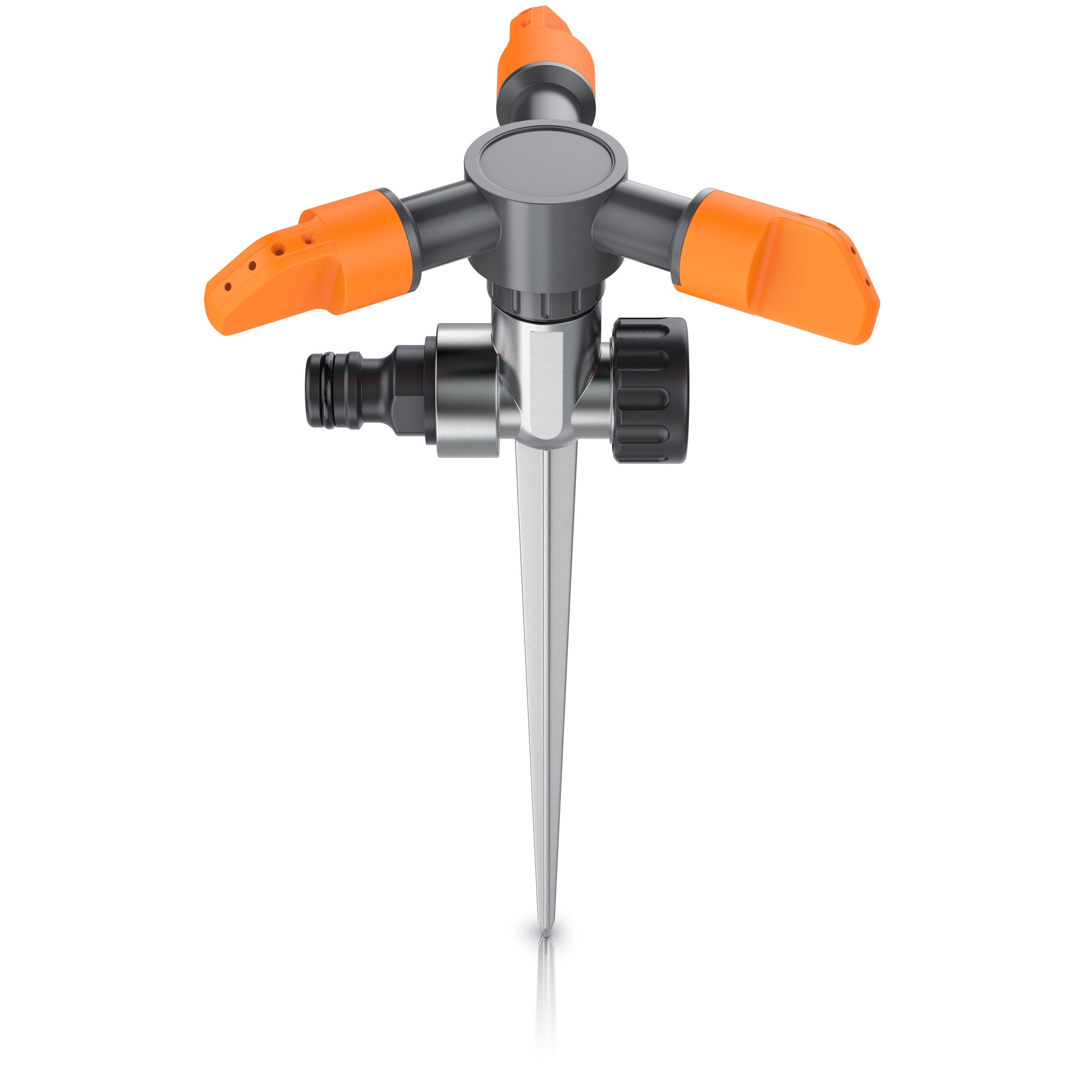 Kreisregner 3-fach Rasensprinkler mit Erdspieß, 360° Flächenregner, Sprühregner