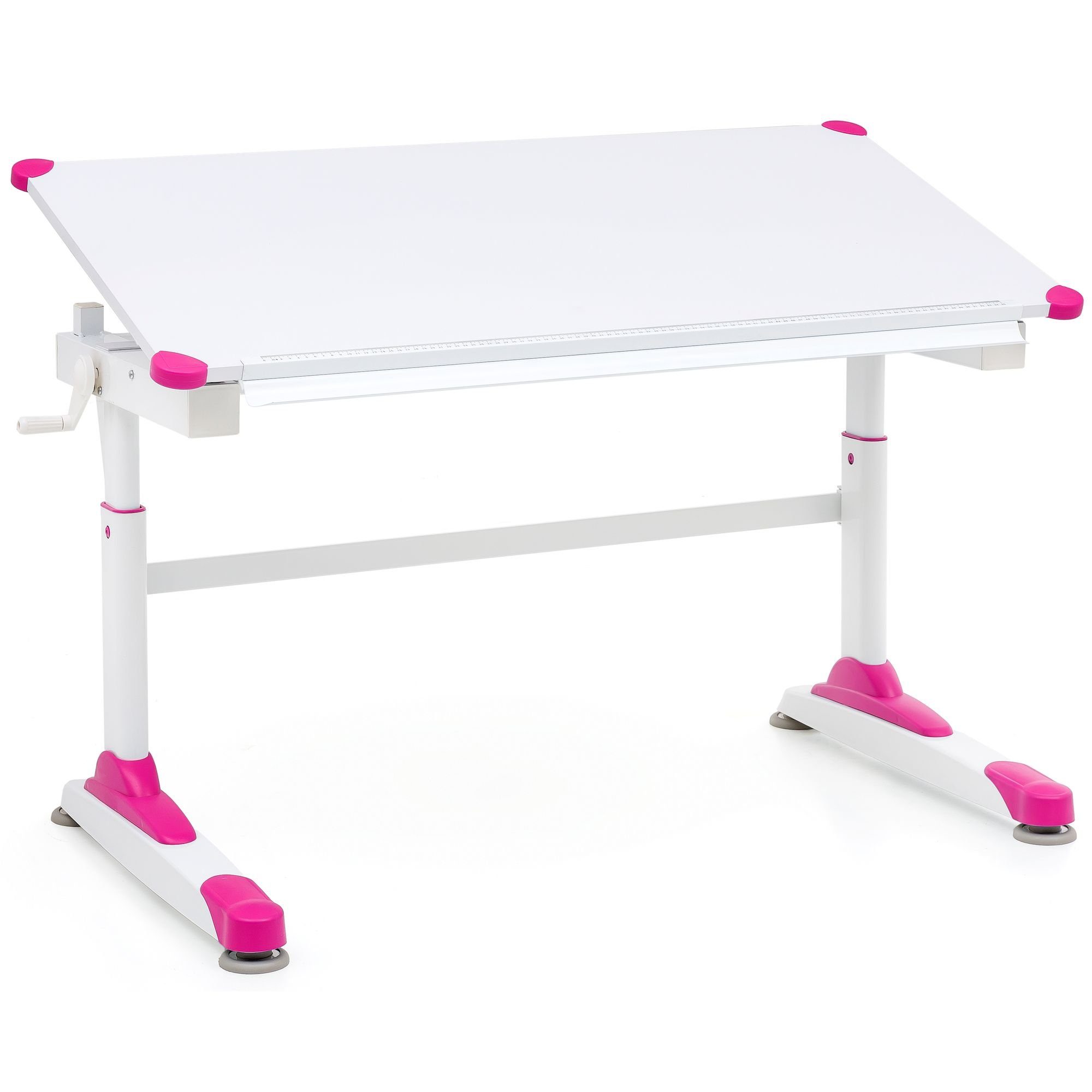 cm Schülerschreibtisch, Weiß x WL5.759 Wohnling 119 67 (Kinderschreibtisch Kindertisch Pink Modern Maltisch), Neigbarer Schreibtisch