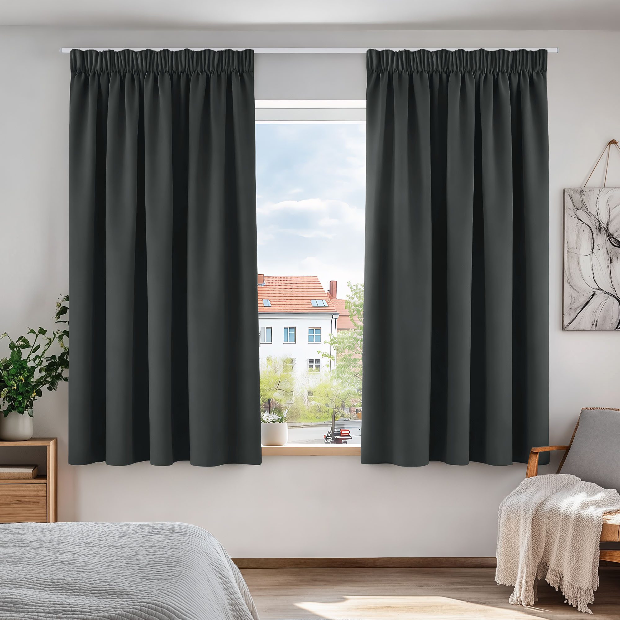 Deconovo Verdunkelungsvorhang Gardinen mit Kräuselband Blickdicht Vorhänge Wohnzimmer 2er Set, Vorhang Verdunkelung Vorhänge Kälteschutz Schlafzimmer Thermovorhang