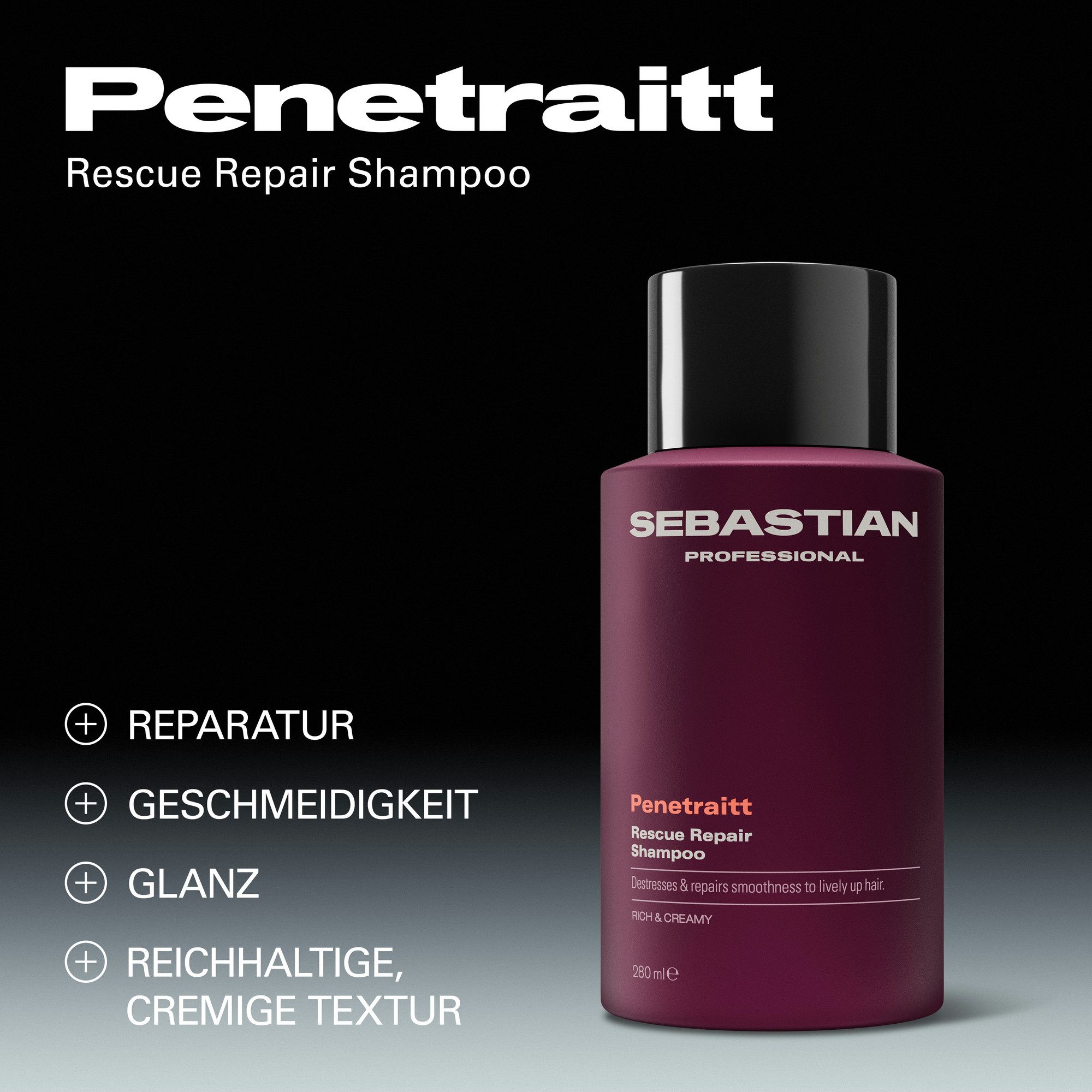 Sebastian Professional Haarshampoo Penetraitt Shampoo, für trockenes und geschädigtes Haar, mit Panthenol, flüssige Textur