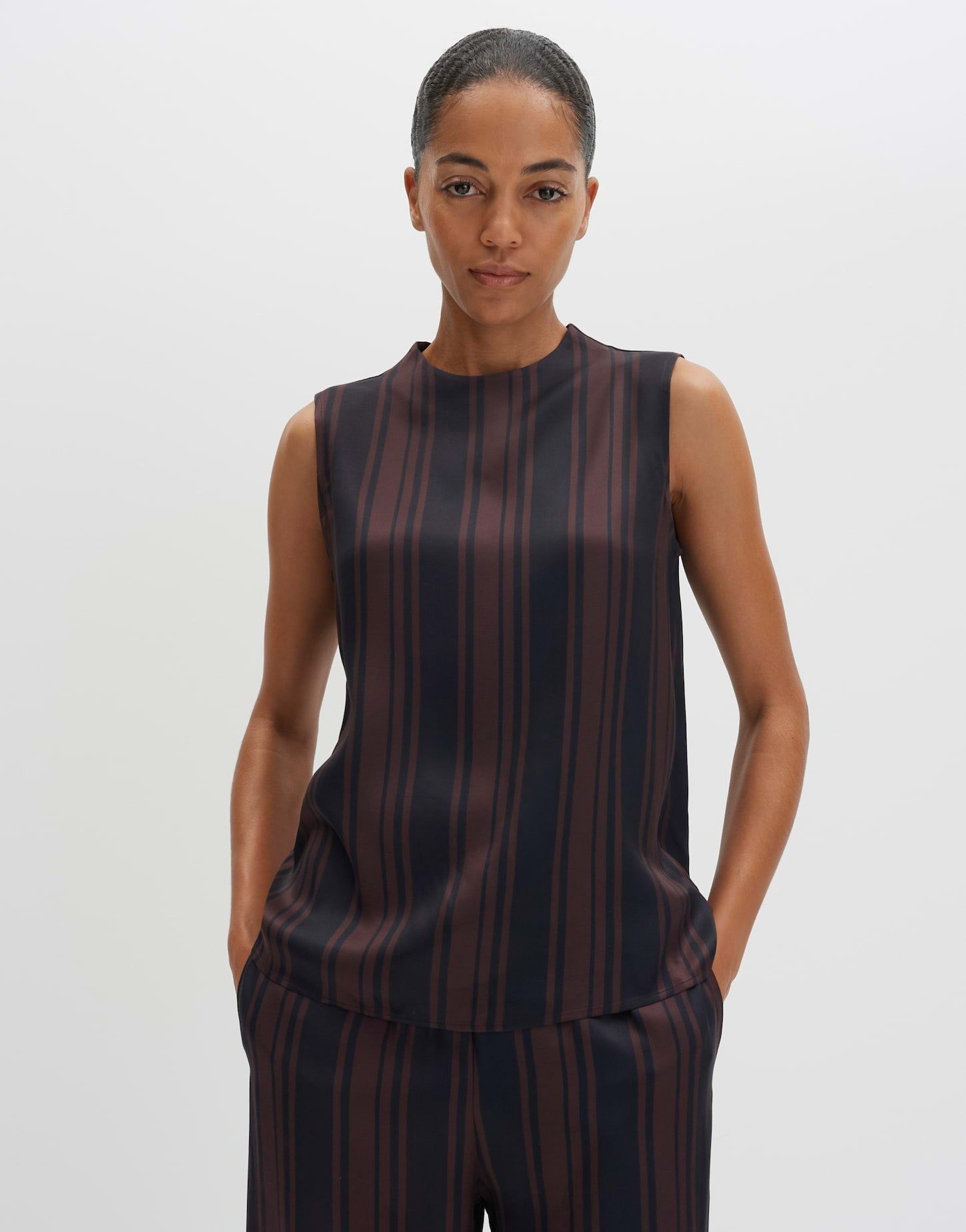 someday Blusentop Zemila aus Satin mit Streifenmuster