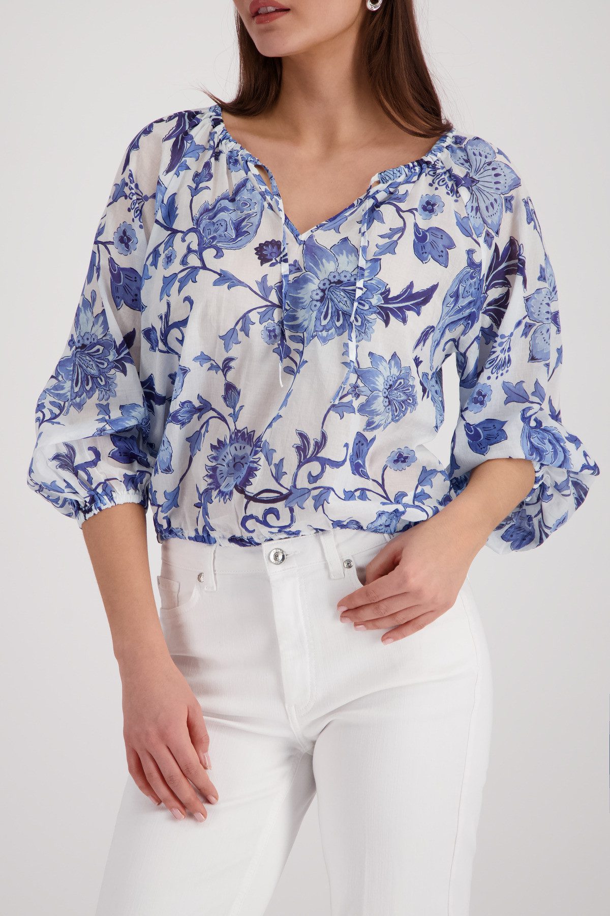 Monari Langarmbluse Bluse Blumendruck allover Regular fit mit Blumenmuster